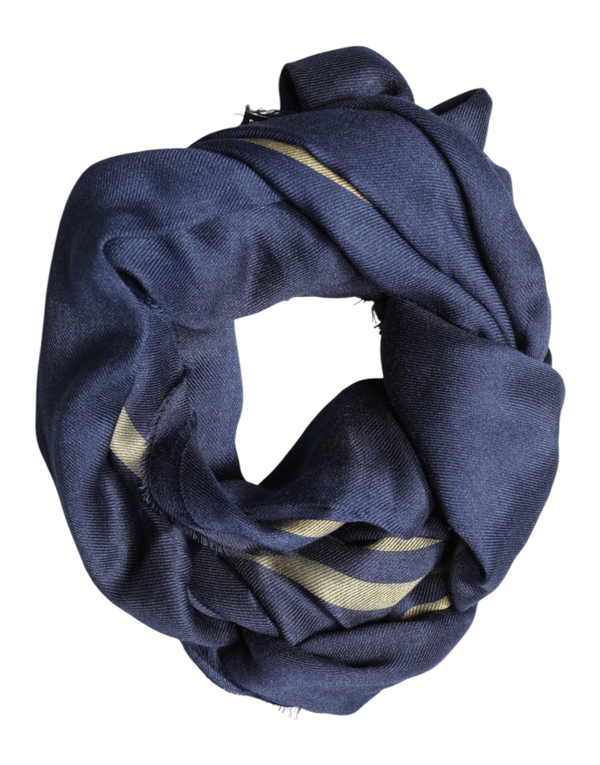 Dolce & Gabbana Blue Cashmere Neck Wrap Shawl Fringes Scarf