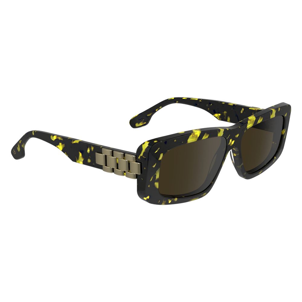 Indulge in the Victoria Beckham Yellow Acetate Sunglasses, where exquisite craftsmanship meets bold elegance, elevating your style and confidence for every occasion.