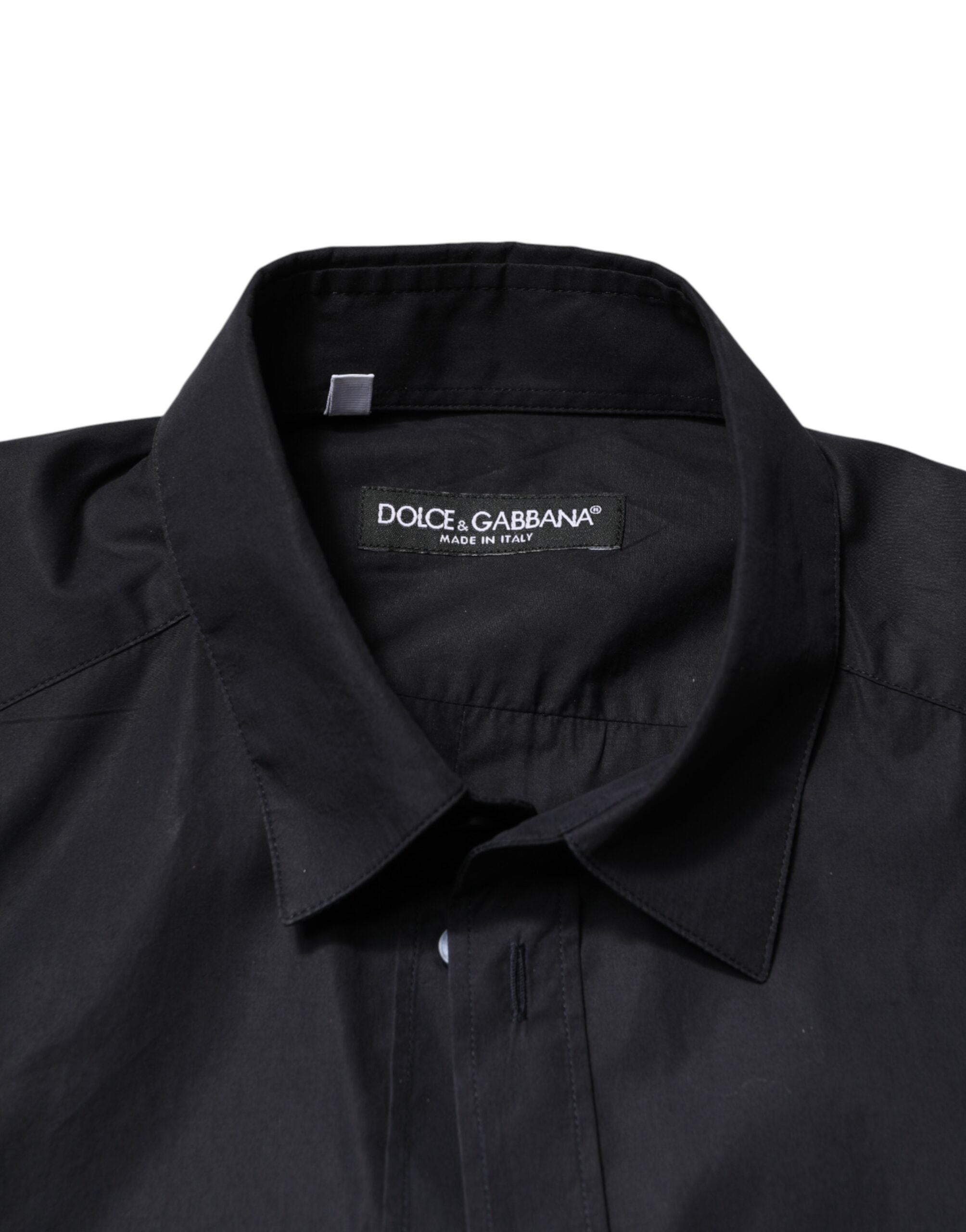 Dolce & Gabbana Black Cotton Long Sleeves Dress Formal Shirt