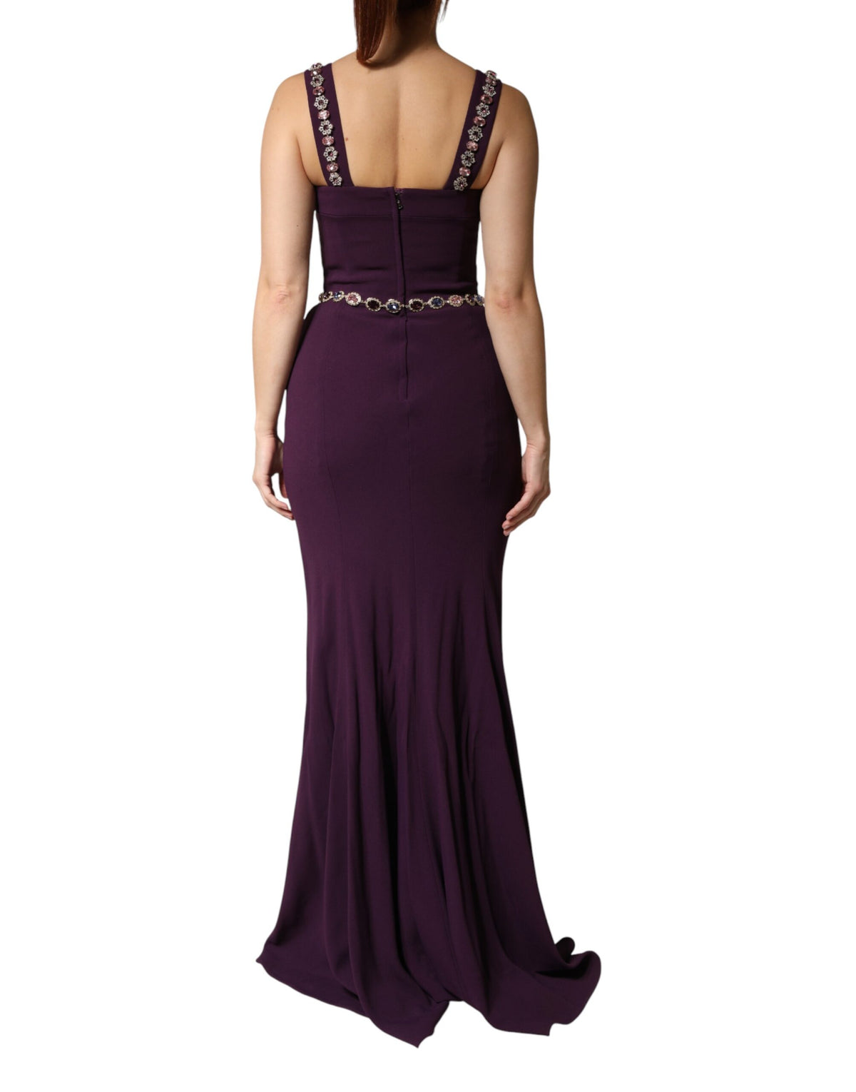 Indulge in the exquisite Dolce & Gabbana Violet Embellished Sheath Mermaid Gown, a haute couture masterpiece that embodies luxury, sophistication, and timeless elegance.