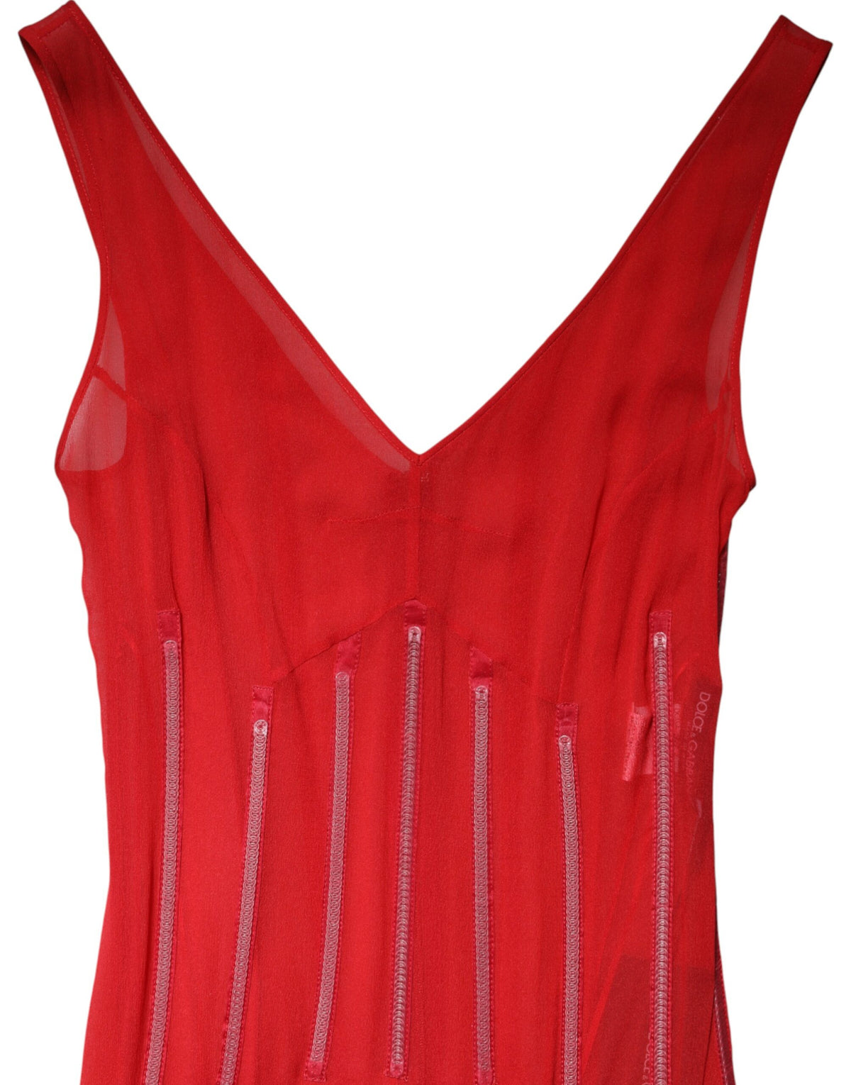 Experience the allure of the Dolce & Gabbana Red Silk Sleeveless Sheath Midi Dress, a testament to Italian craftsmanship that embodies luxury and sophistication for any occasion.