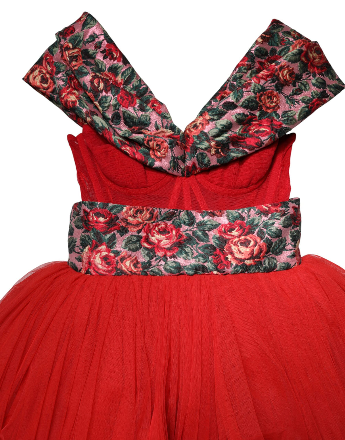 Indulge in the exquisite allure of the Dolce & Gabbana Red Floral Off Shoulder A-line Gown, a masterpiece of Italian craftsmanship that embodies timeless elegance and sensual sophistication.