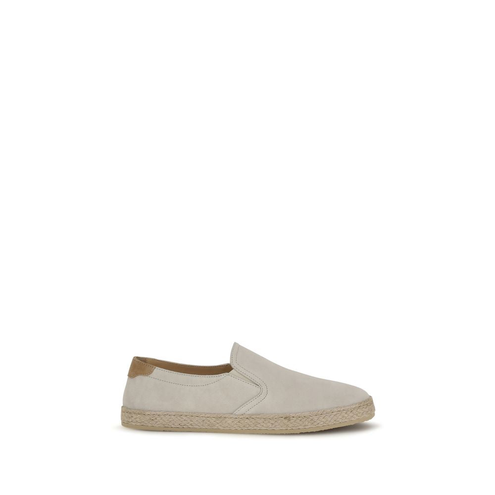 Brunello Cucinelli Gray Calf Leather Low Top Sneakers - Luxury Fashion