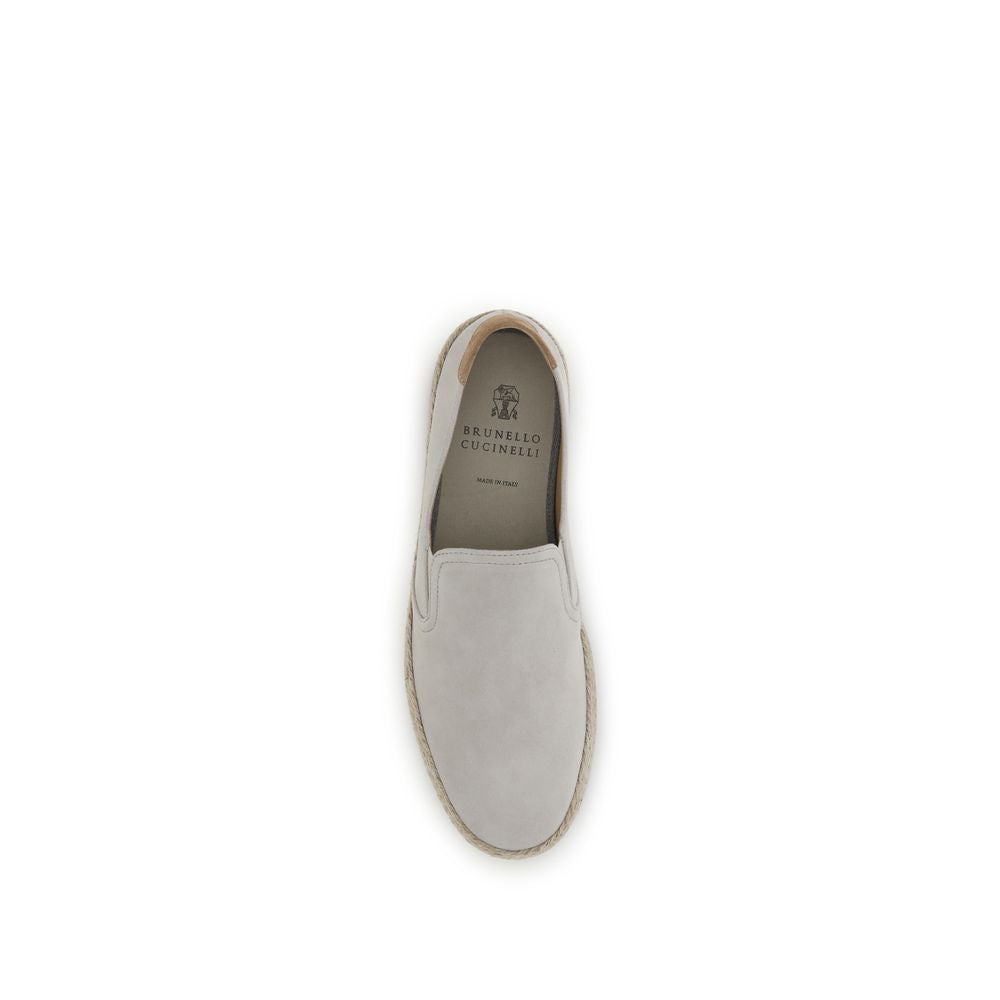 Brunello Cucinelli Gray Calf Leather Low Top Sneakers - Luxury Elegance