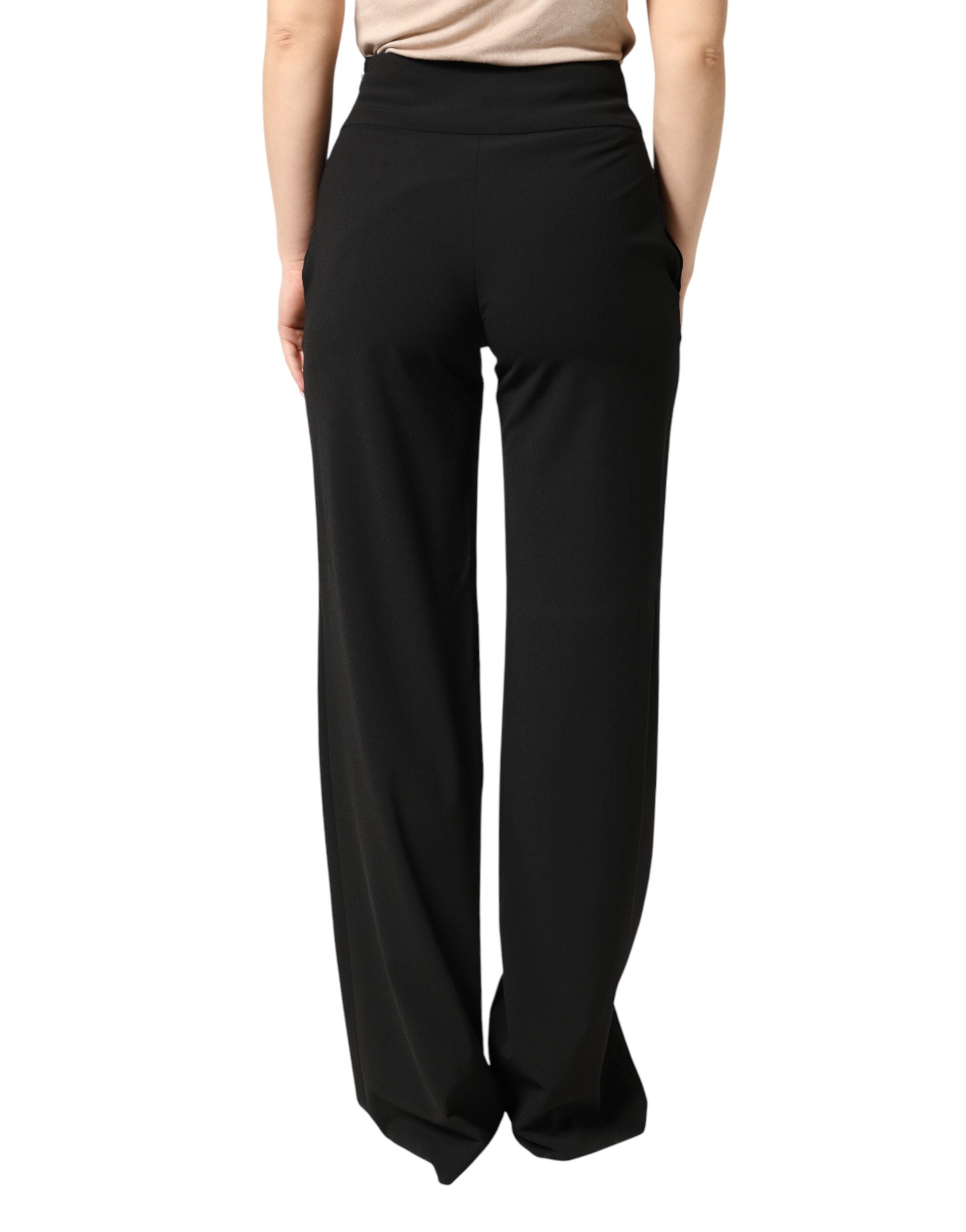 Just Cavalli Black High Waist Straight Trouser Formal Pants