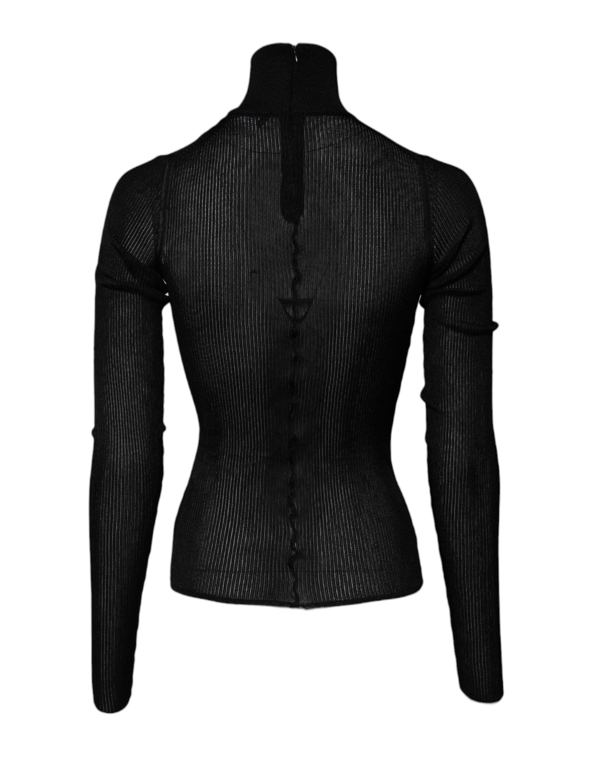 Discover the Dolce & Gabbana Black Viscose Turtle Neck Pullover Top, a masterpiece of Italian craftsmanship that embodies timeless elegance and sophisticated allure.