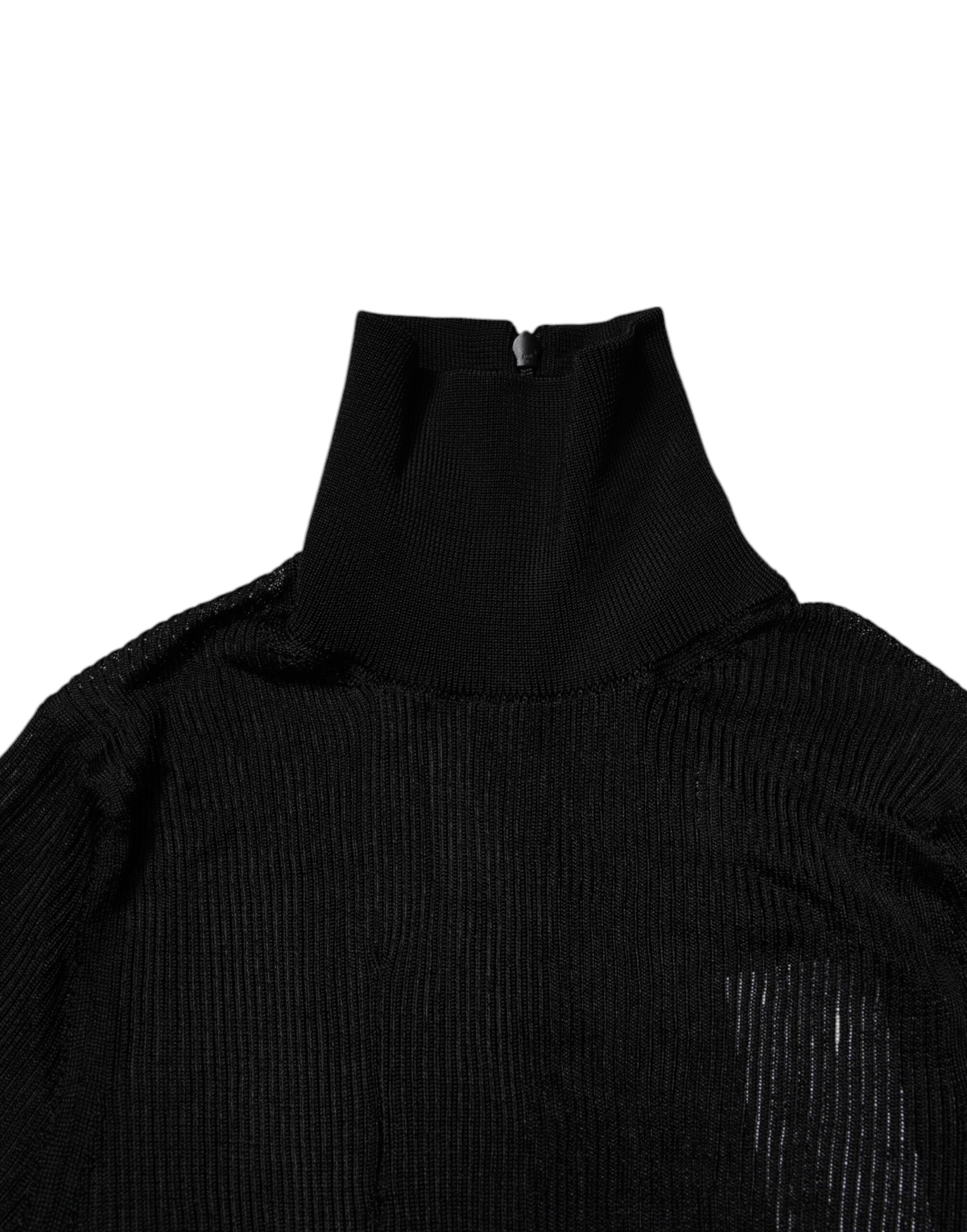 Experience the allure of Dolce & Gabbana's Black Viscose Turtle Neck Pullover Top, a masterpiece of Italian craftsmanship that embodies timeless elegance and sophisticated luxury.