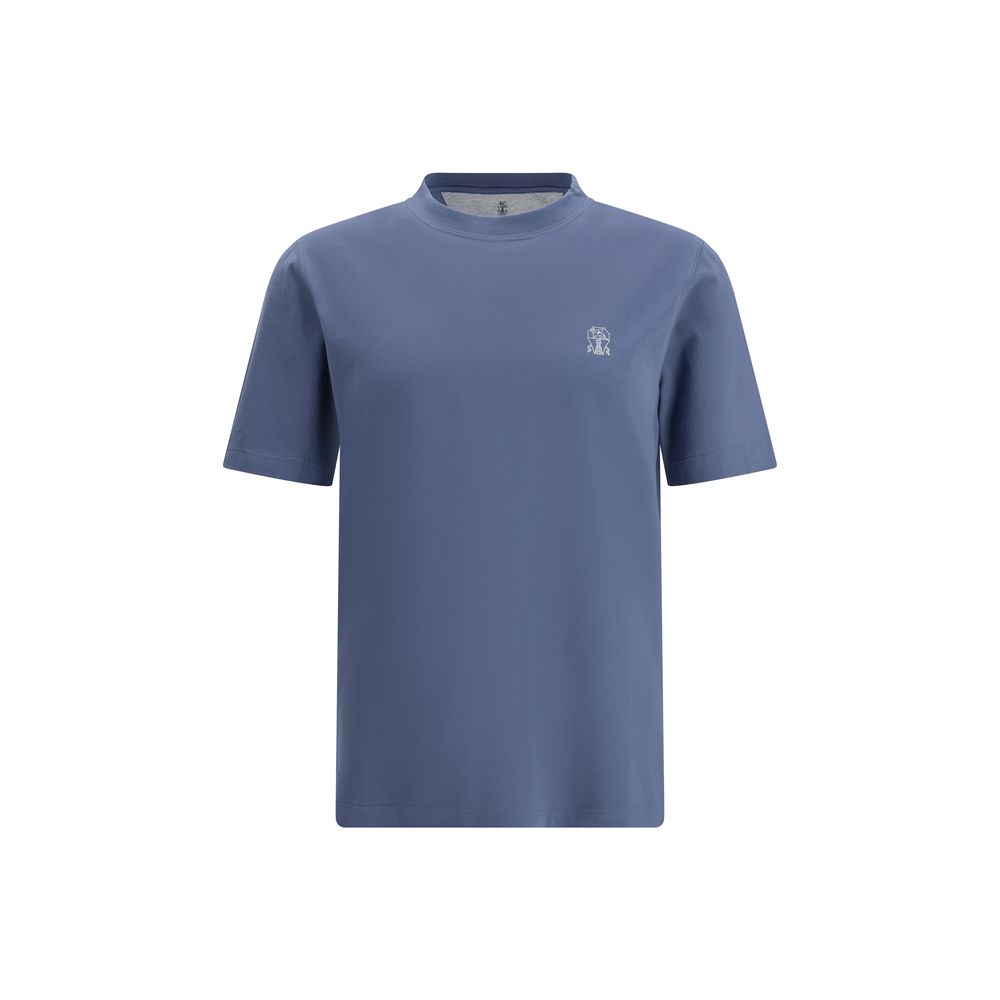 Brunello Cucinelli Blue Cotton T-Shirt | Designer Luxury Essential