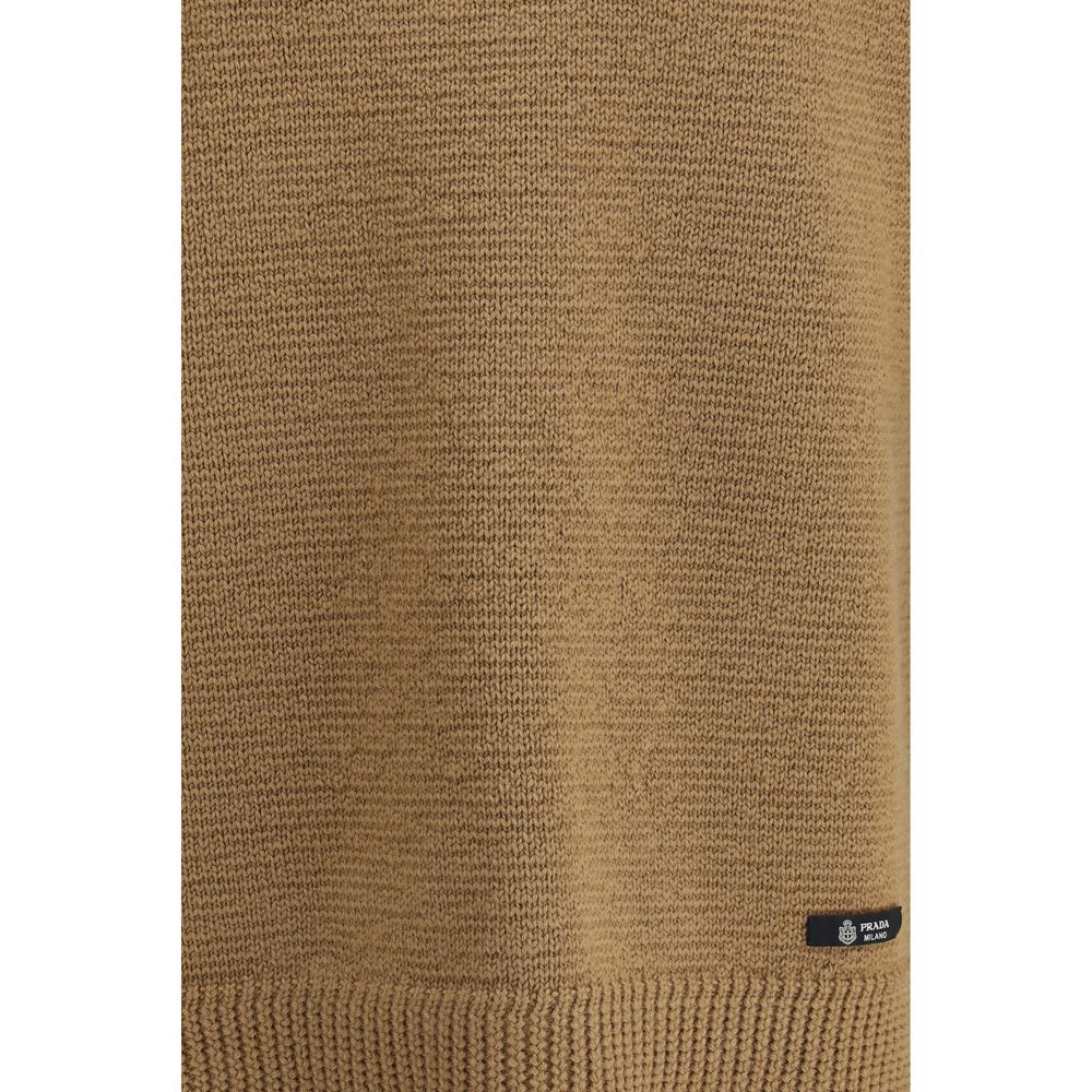 Indulge in the Prada Beige Wool Sweatshirt, a masterpiece of 100% wool from the SS26 collection, embodying elegance and comfort for the discerning individual.