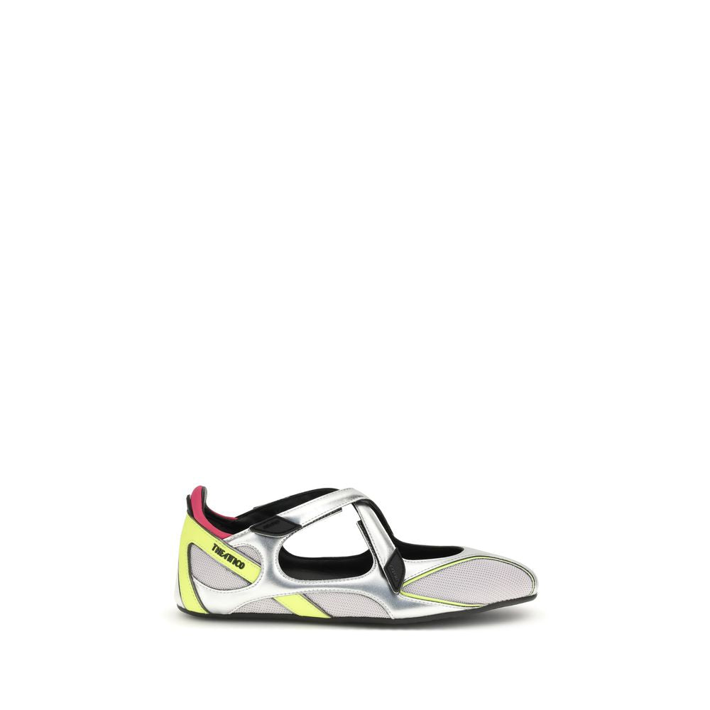 Step into the allure of sophistication with The Attico Silver Polyurethane Ballet Flats, where exquisite craftsmanship meets luxurious comfort for the discerning individual.