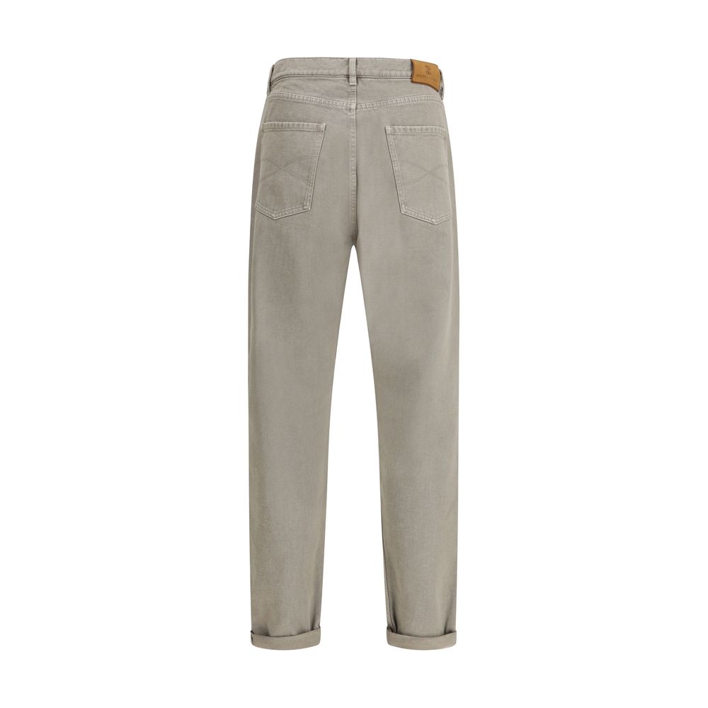 Brunello Cucinelli Bicolor Cotton Straight-Leg Jeans Couture