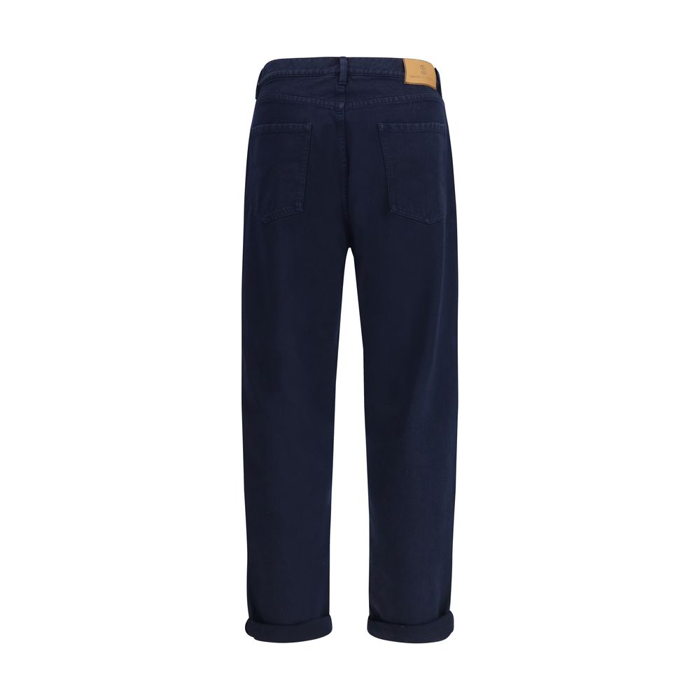 Discover the Brunello Cucinelli Blue Cotton Straight-Leg Jeans, a testament to exquisite craftsmanship and timeless elegance, perfect for the discerning individual.
