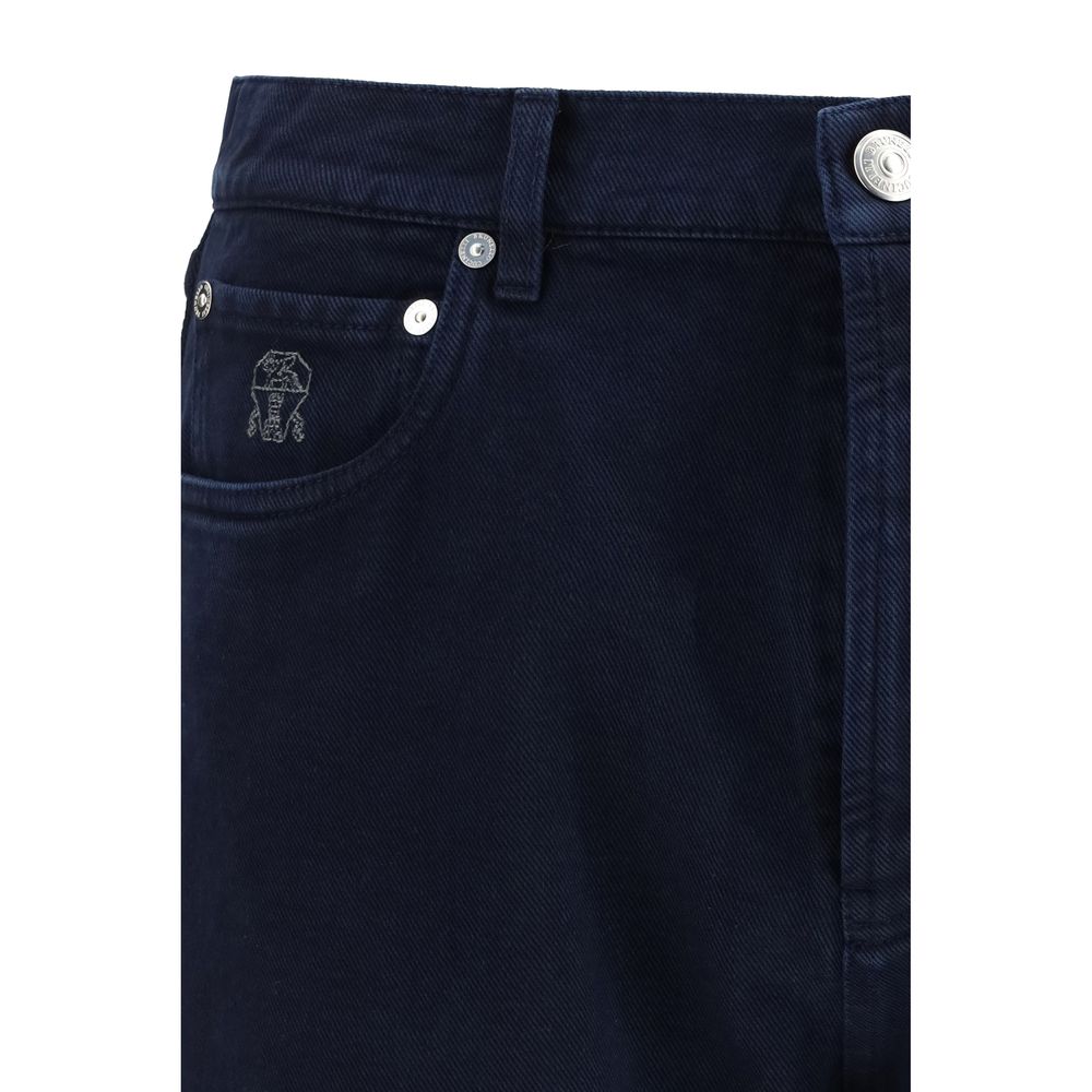 Discover the Brunello Cucinelli Blue Cotton Straight-Leg Jeans, where exquisite craftsmanship meets timeless elegance, perfect for the discerning individual.