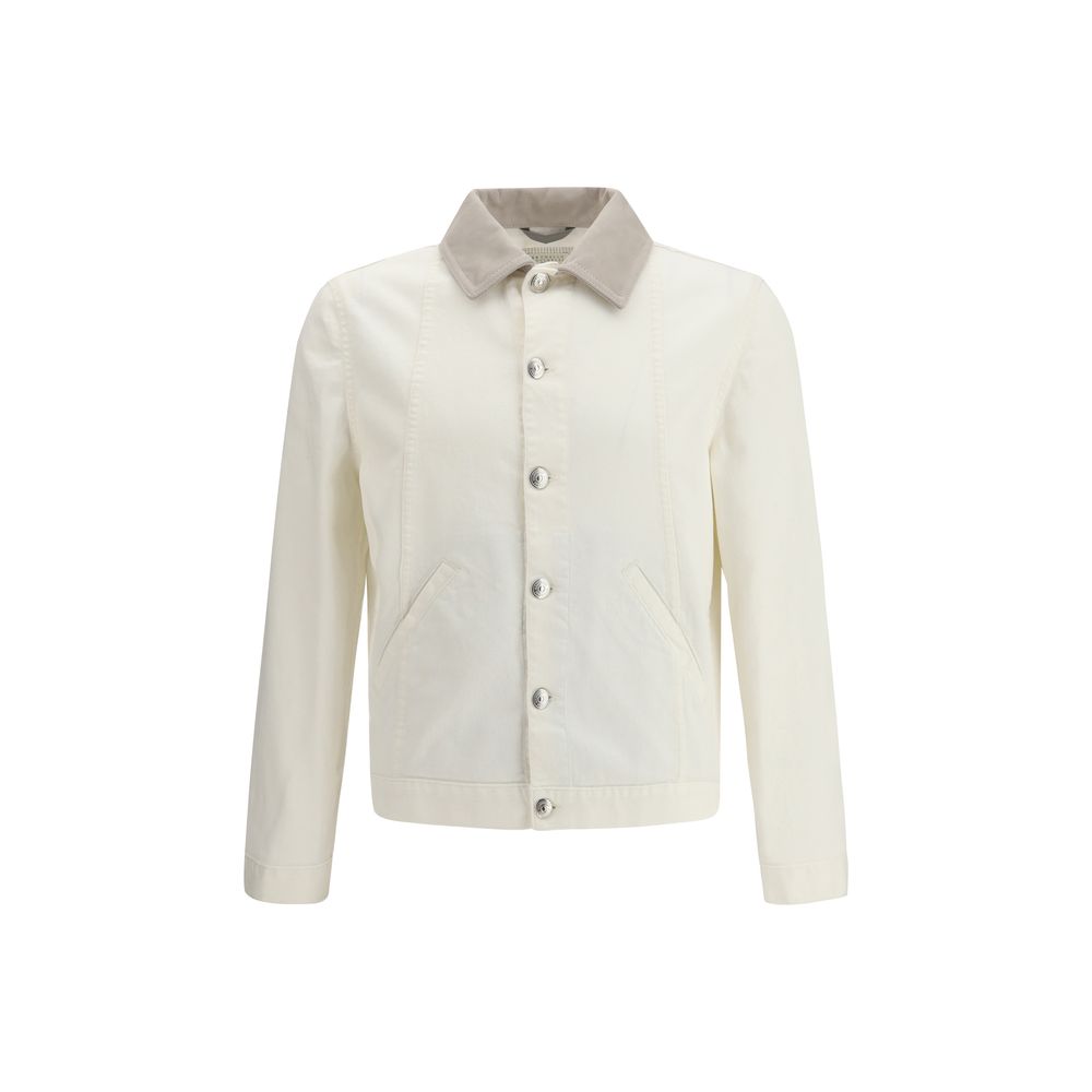 Brunello Cucinelli White Cotton Denim Jacket - Artisanal Luxury