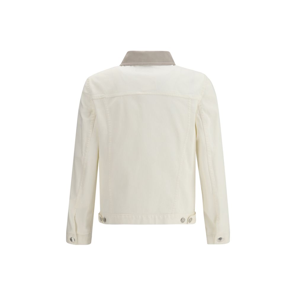 Brunello Cucinelli White Cotton Denim Jacket - Artisanal Luxury