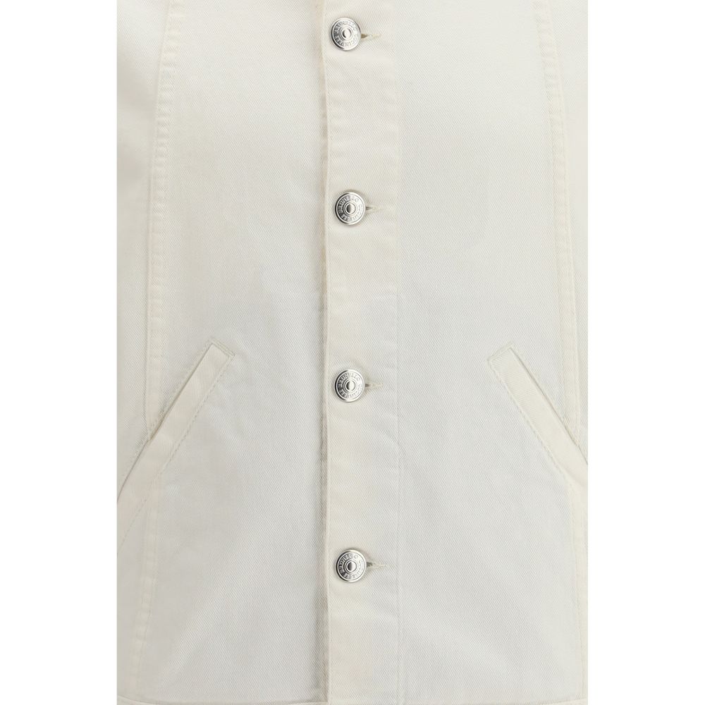 Brunello Cucinelli White Cotton Denim Jacket - Artisanal Luxury