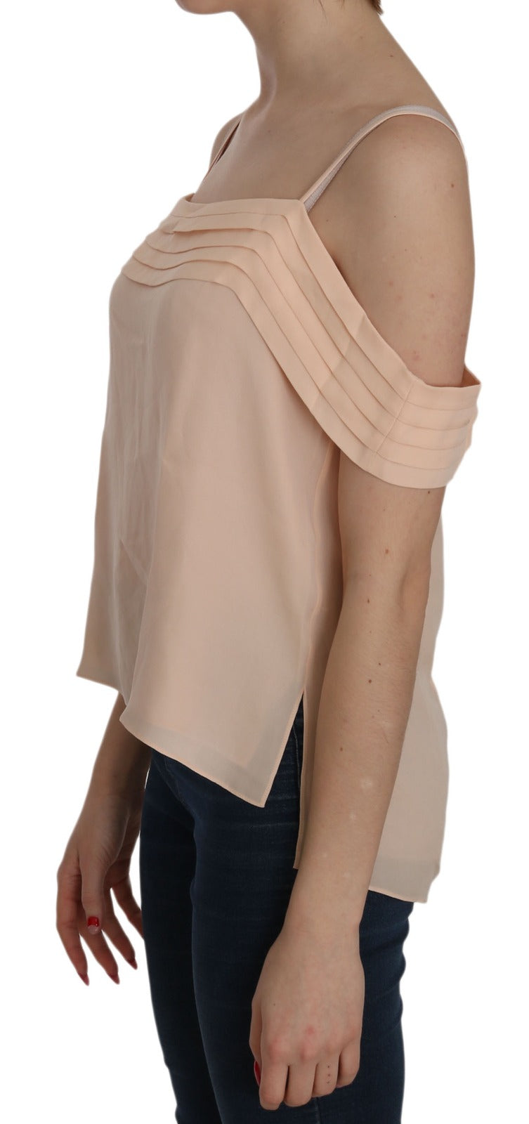 Alexander Wang Orange Off Shoulder Strap Square Neck Top Blouse