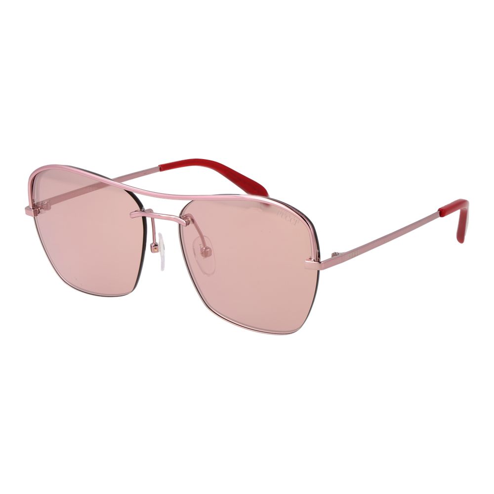 Indulge in the Emilio Pucci Rose Gold Metal Sunglasses, where exquisite craftsmanship meets luxurious design, elevating your style with mirrored elegance and timeless allure.