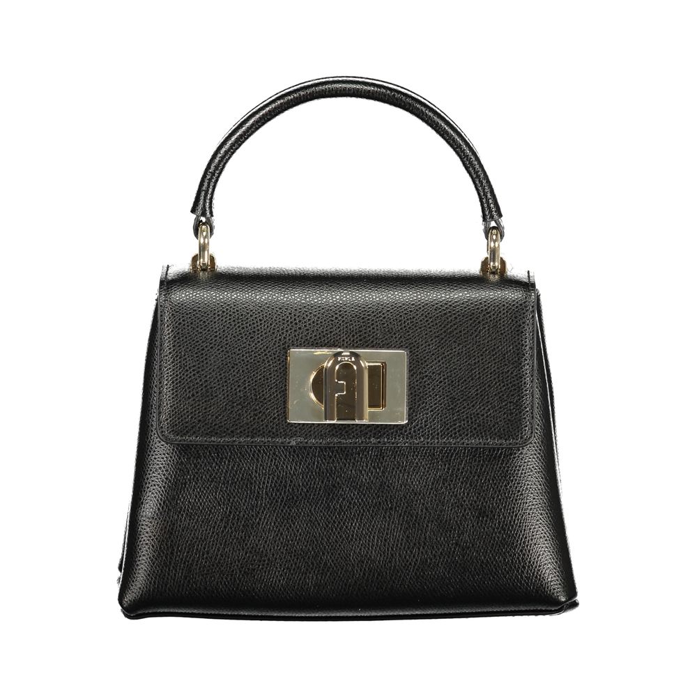 Experience the allure of the Furla Nero Leather Women Handbag, crafted from premium leather, embodying elegance and sophistication for the discerning individual.