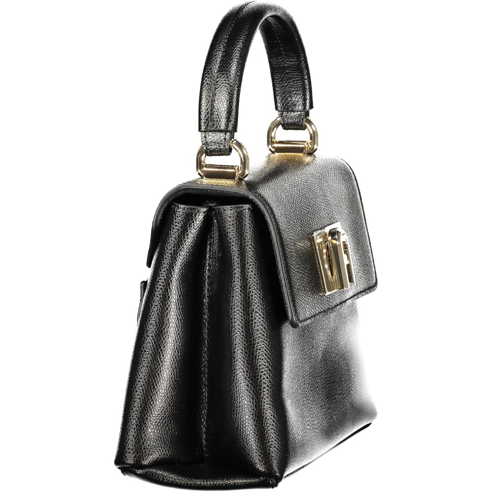 Elevate your style with the Furla Nero Leather Women Handbag, a masterpiece of 100% premium leather from the FURLA 1927 collection, embodying timeless elegance and sophistication.