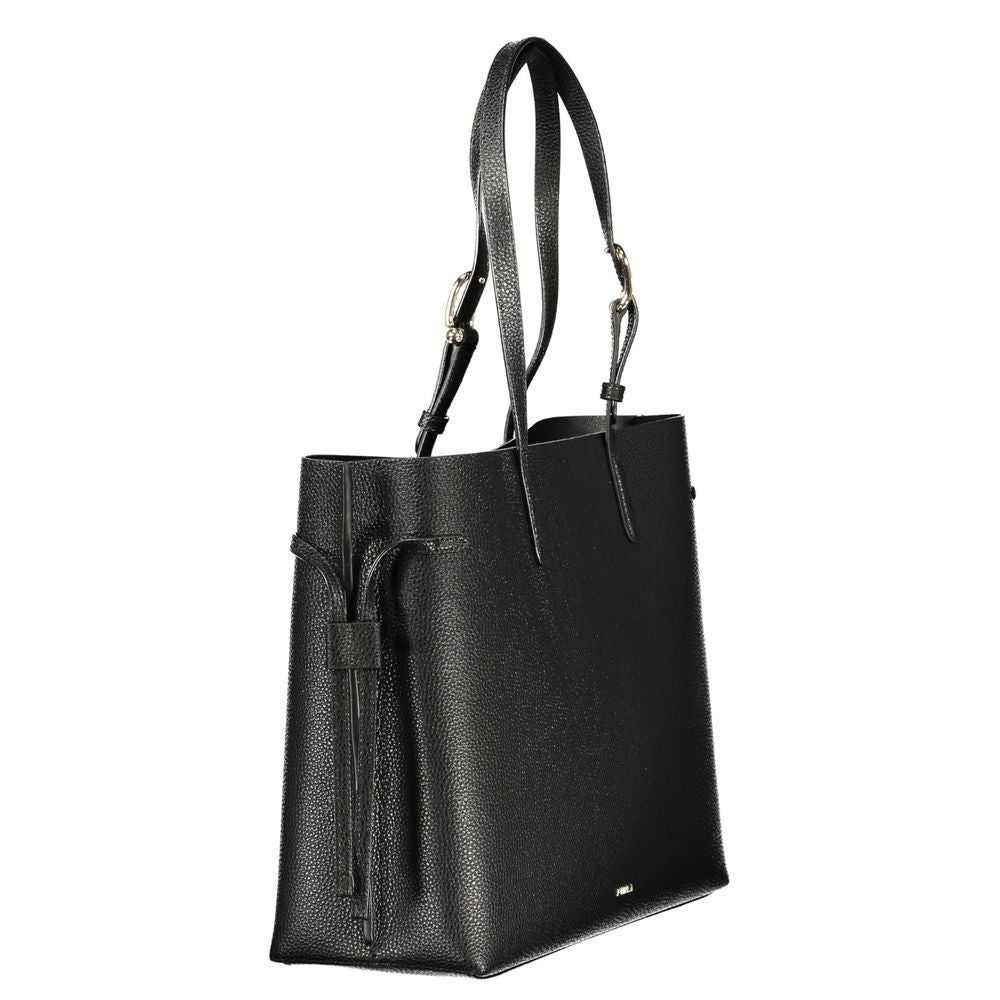 Indulge in the exquisite Furla Black Leather Handbag, a masterpiece of Italian craftsmanship, designed for those who embody elegance and confidence in every occasion.