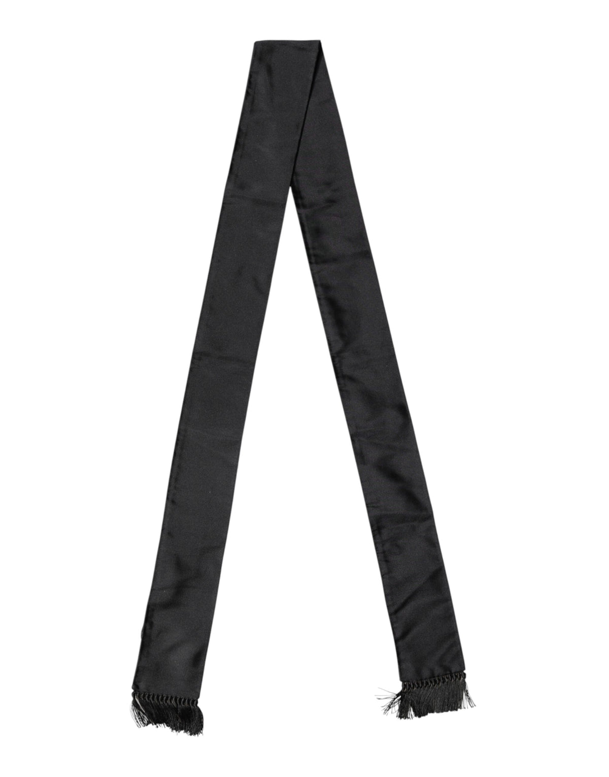 Elevate your style with the Dolce & Gabbana Black Silk Fringes Neck Wrap, a masterpiece of Italian craftsmanship that embodies timeless luxury and modern artistry.
