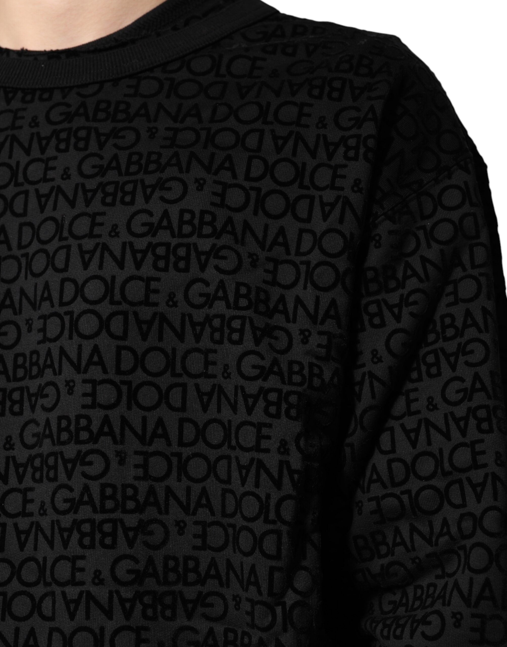 Dolce & Gabbana Black Monogram Crew Neck Sweatshirt Sweater