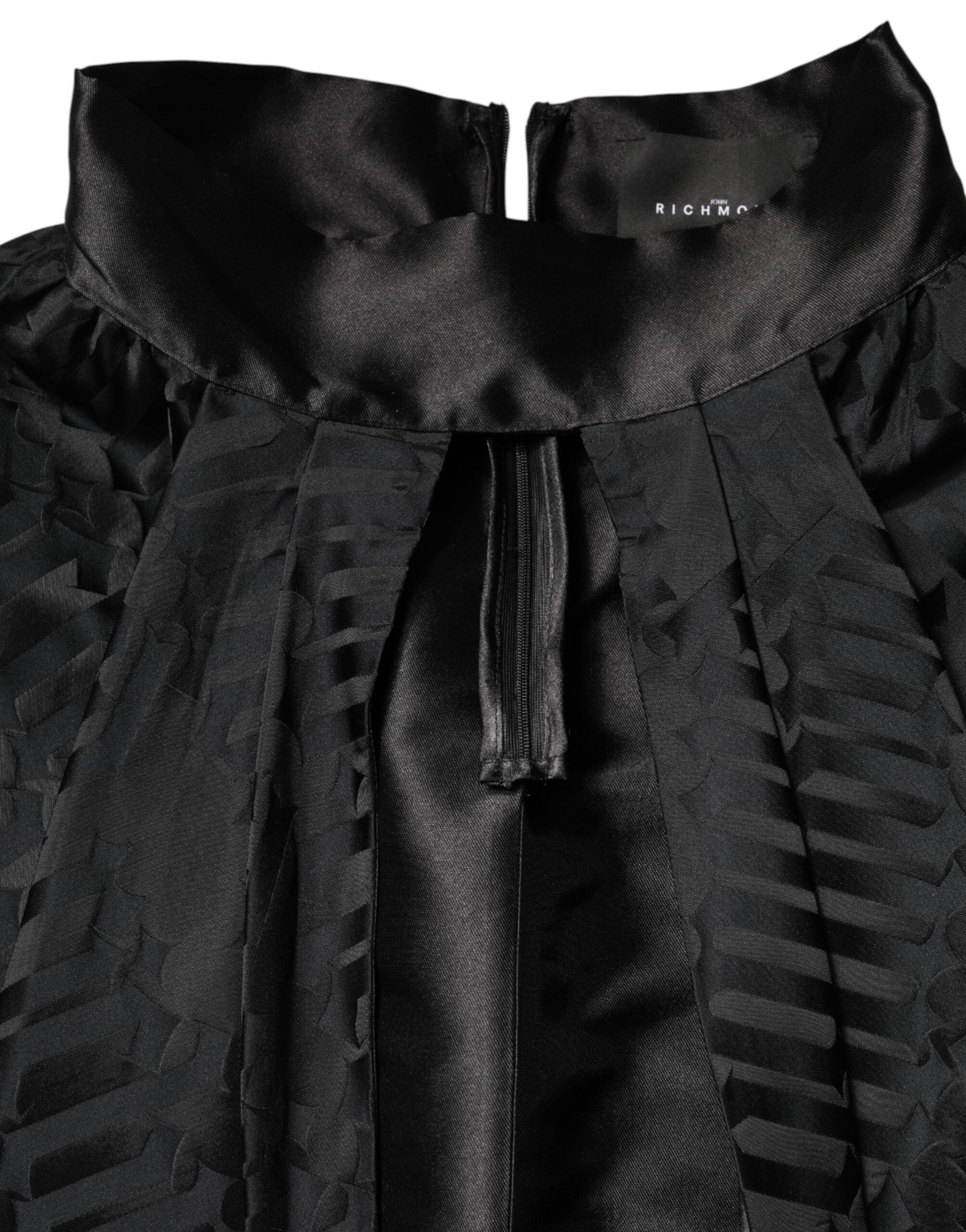 John Richmond Black Jacquard Deep V-neck Sleeveless 2 Pc Dress