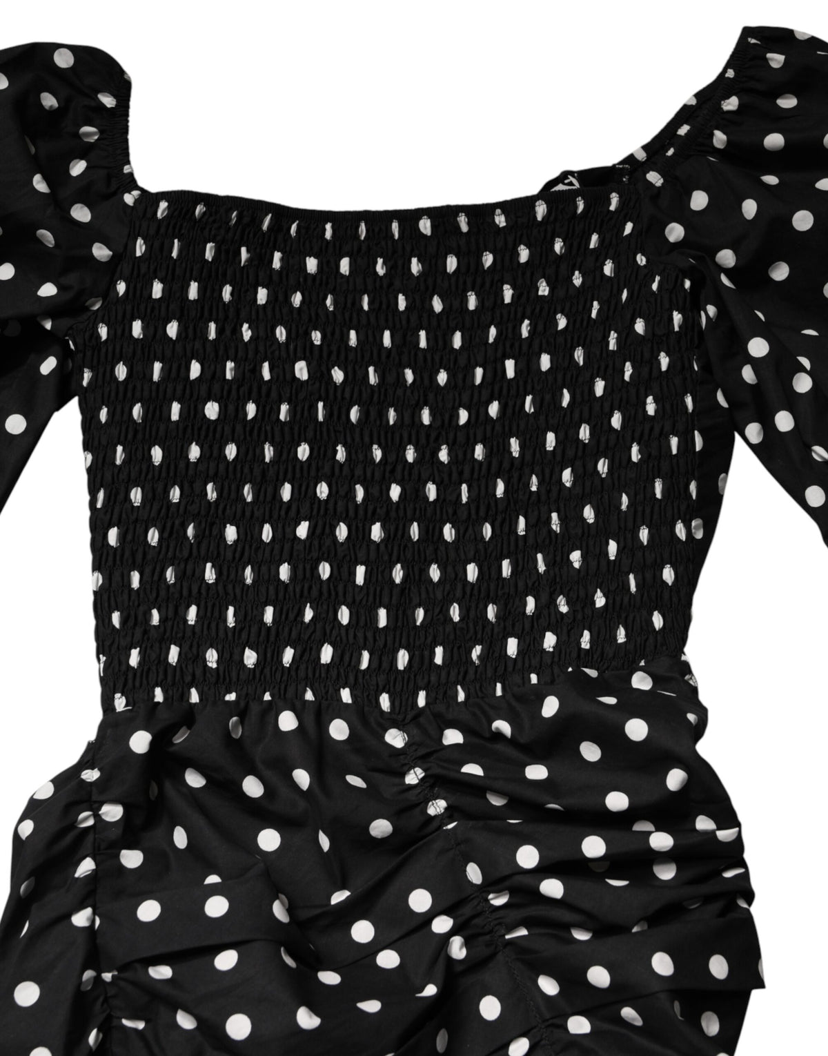 Elevate your wardrobe with the Patrizia Pepe black and white polka dot mini dress, a timeless blend of sophistication and sensuality crafted from luxurious cotton.
