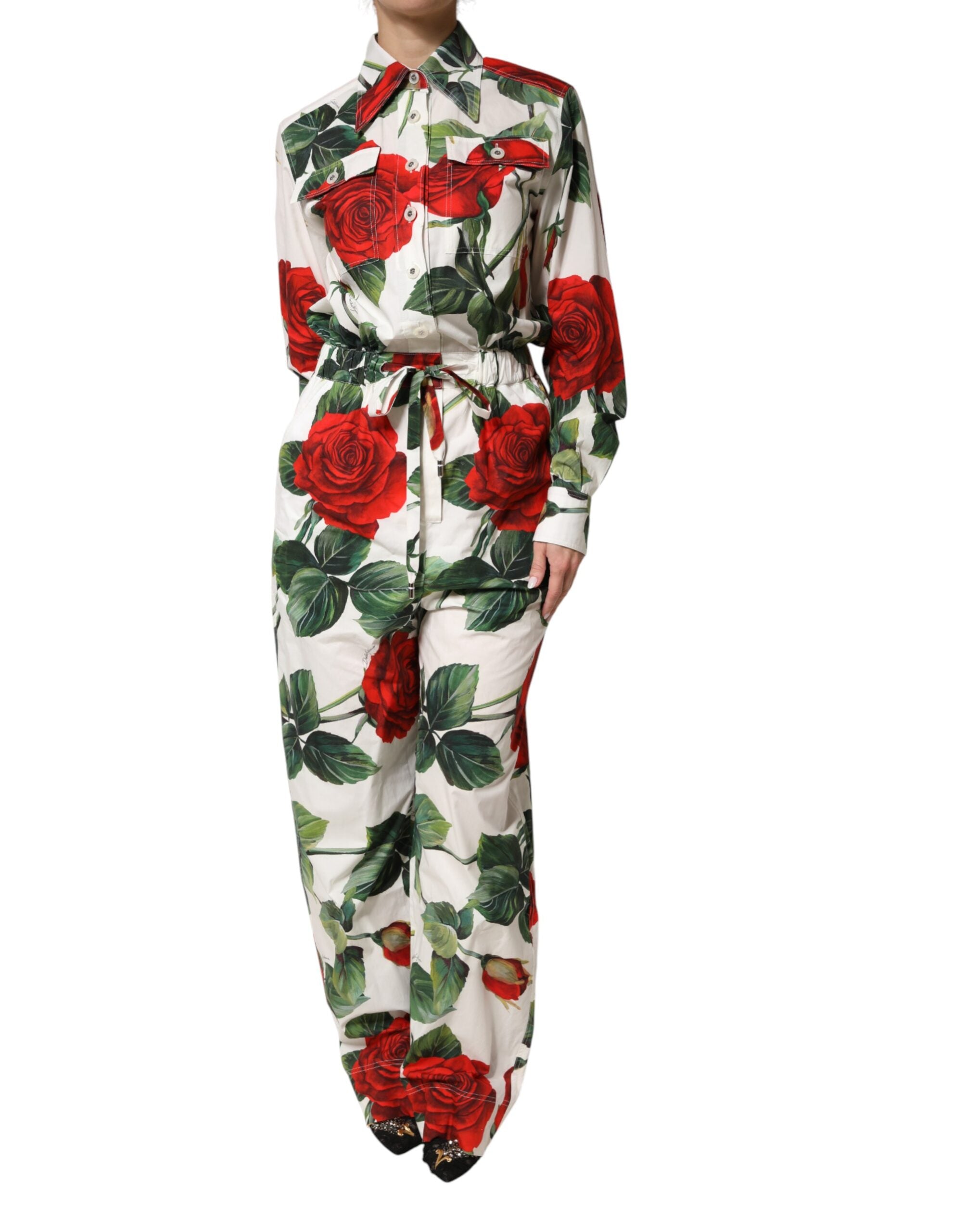 Elevate your wardrobe with the Dolce & Gabbana White Floral Print Cotton Jumpsuit Dress, a masterpiece of Italian craftsmanship that embodies timeless elegance and sensual allure.