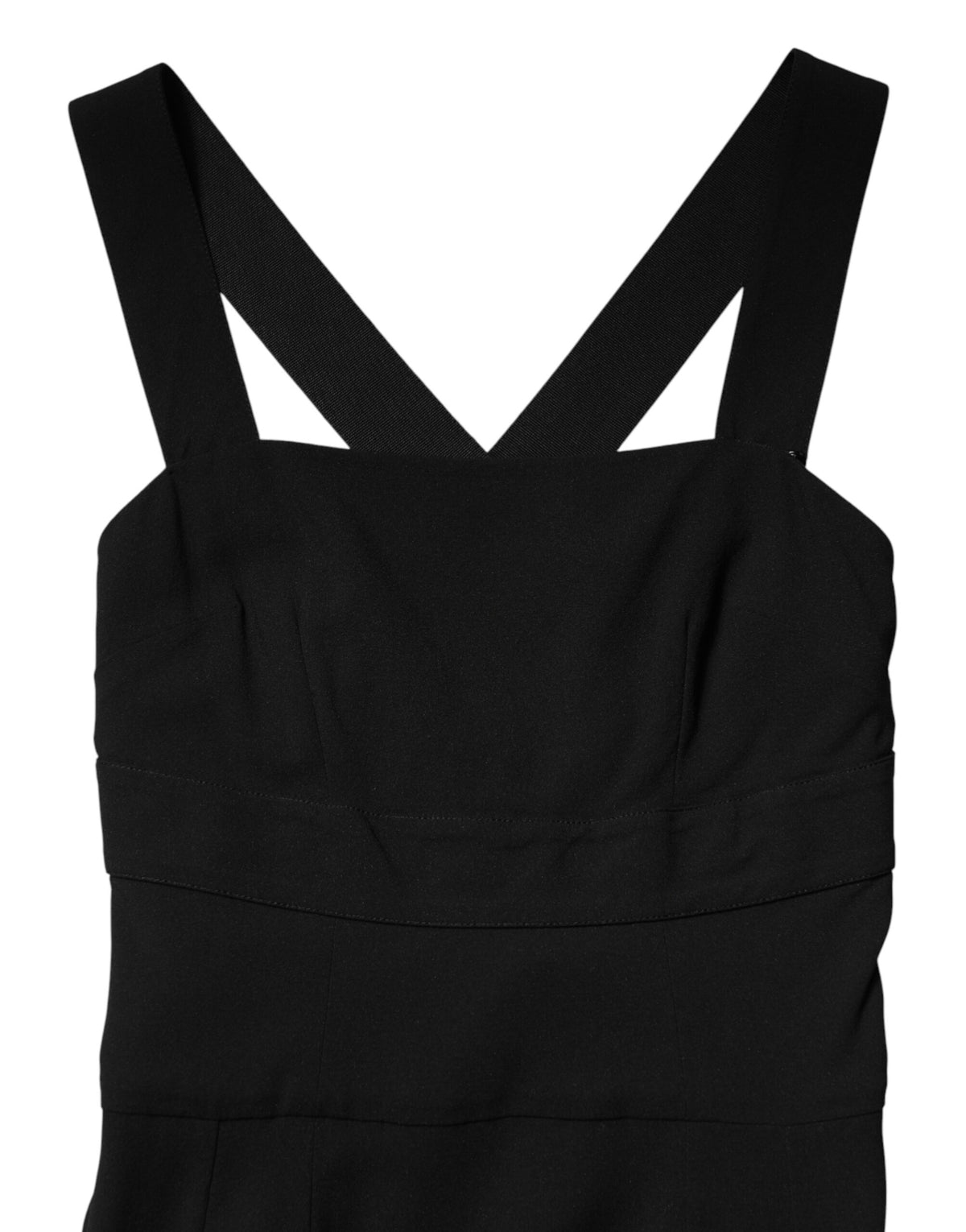 Discover the Dolce & Gabbana Black Square Neck Sleeveless Midi Dress, a masterpiece of Italian craftsmanship that embodies timeless elegance and sophisticated allure.