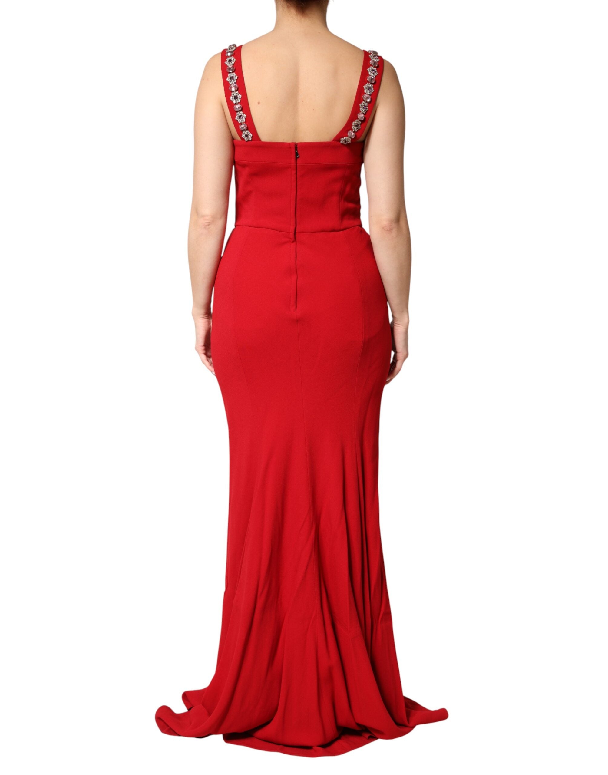 Experience the allure of the Dolce & Gabbana Red Embellished Bodycon Long Gown, a masterpiece of Italian craftsmanship that elevates elegance and sophistication for any occasion.