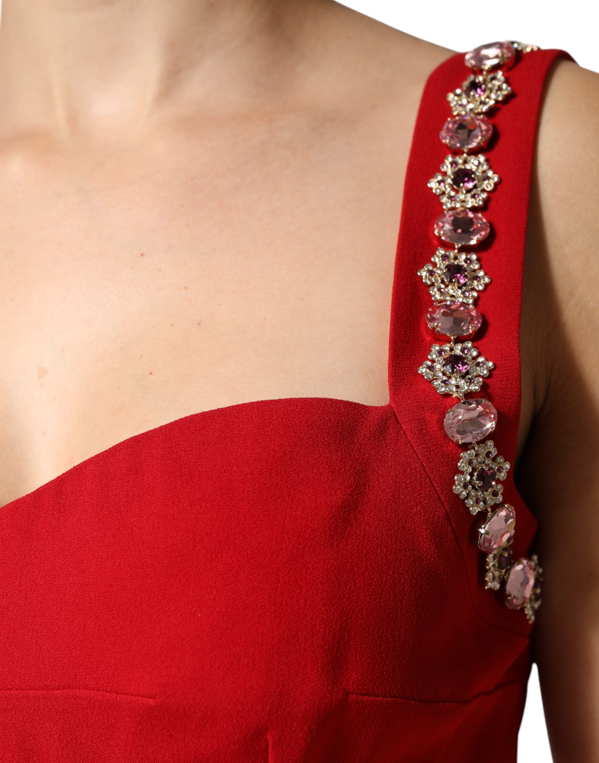 Elevate your allure with the Dolce & Gabbana Red Embellished Bodycon Long Gown, a masterpiece of Italian craftsmanship designed for unforgettable moments.
