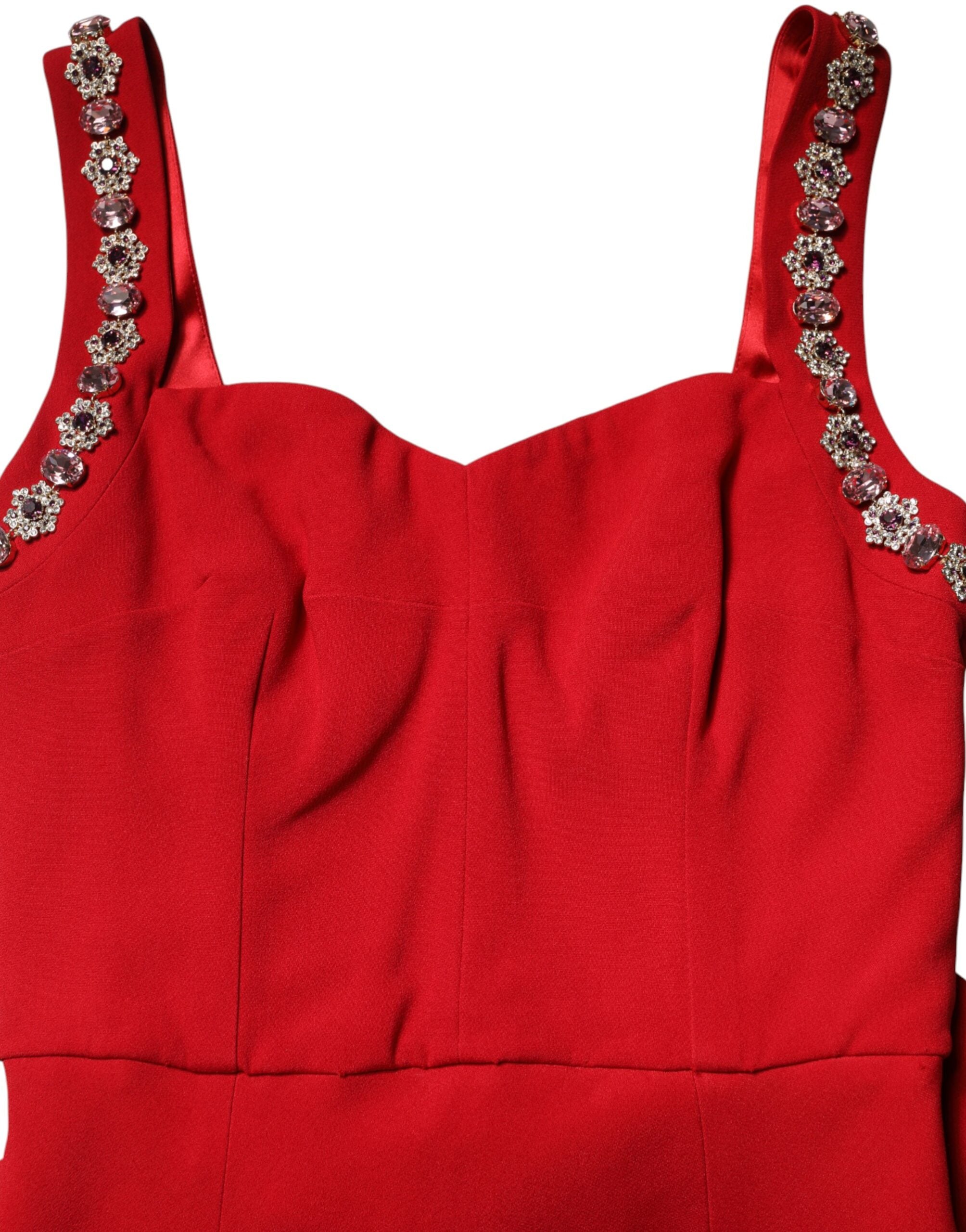 Elevate your allure with the Dolce & Gabbana Red Embellished Bodycon Long Gown, a masterpiece of Italian craftsmanship designed for unforgettable moments of glamour.