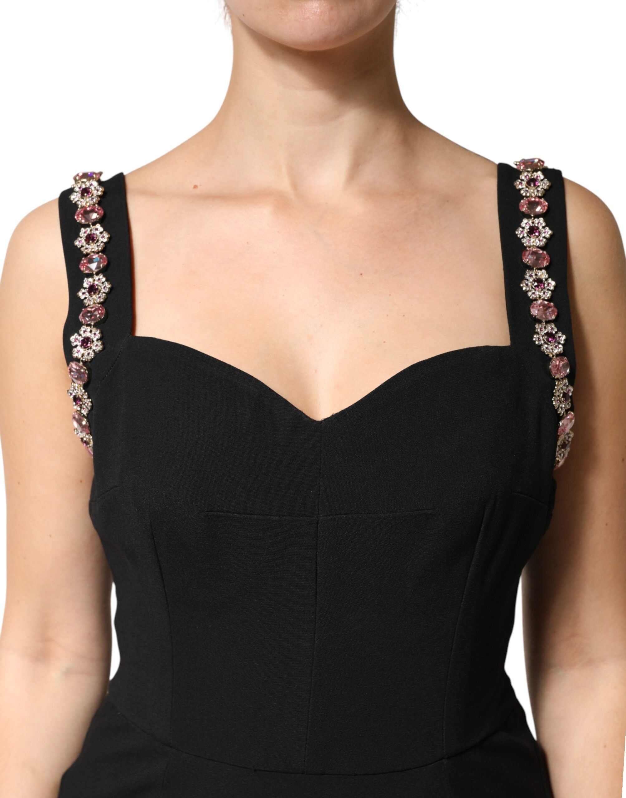 Experience the allure of the Dolce & Gabbana Black Embellished Bodycon Long Gown Dress, where exquisite craftsmanship meets luxurious materials, perfect for any elegant occasion.