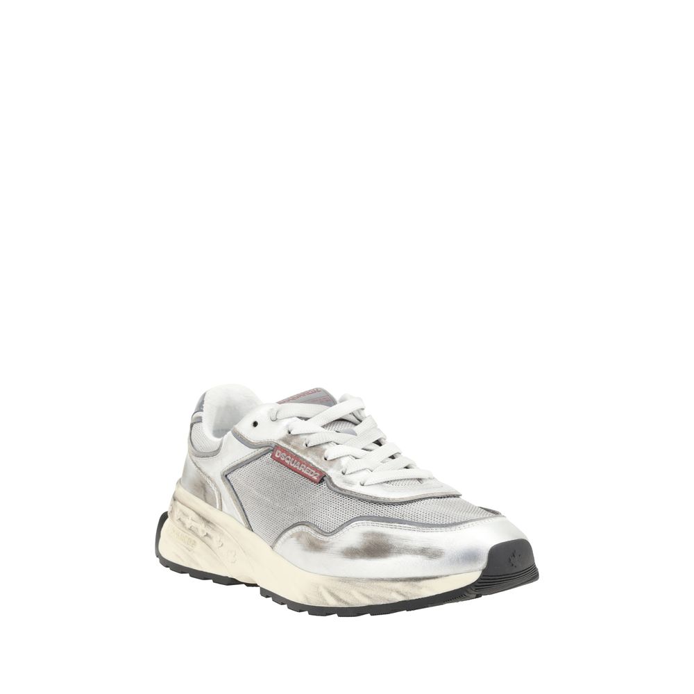 Dsquared² White Calf Leather Bos Taurus Sneakers – Designer Luxury