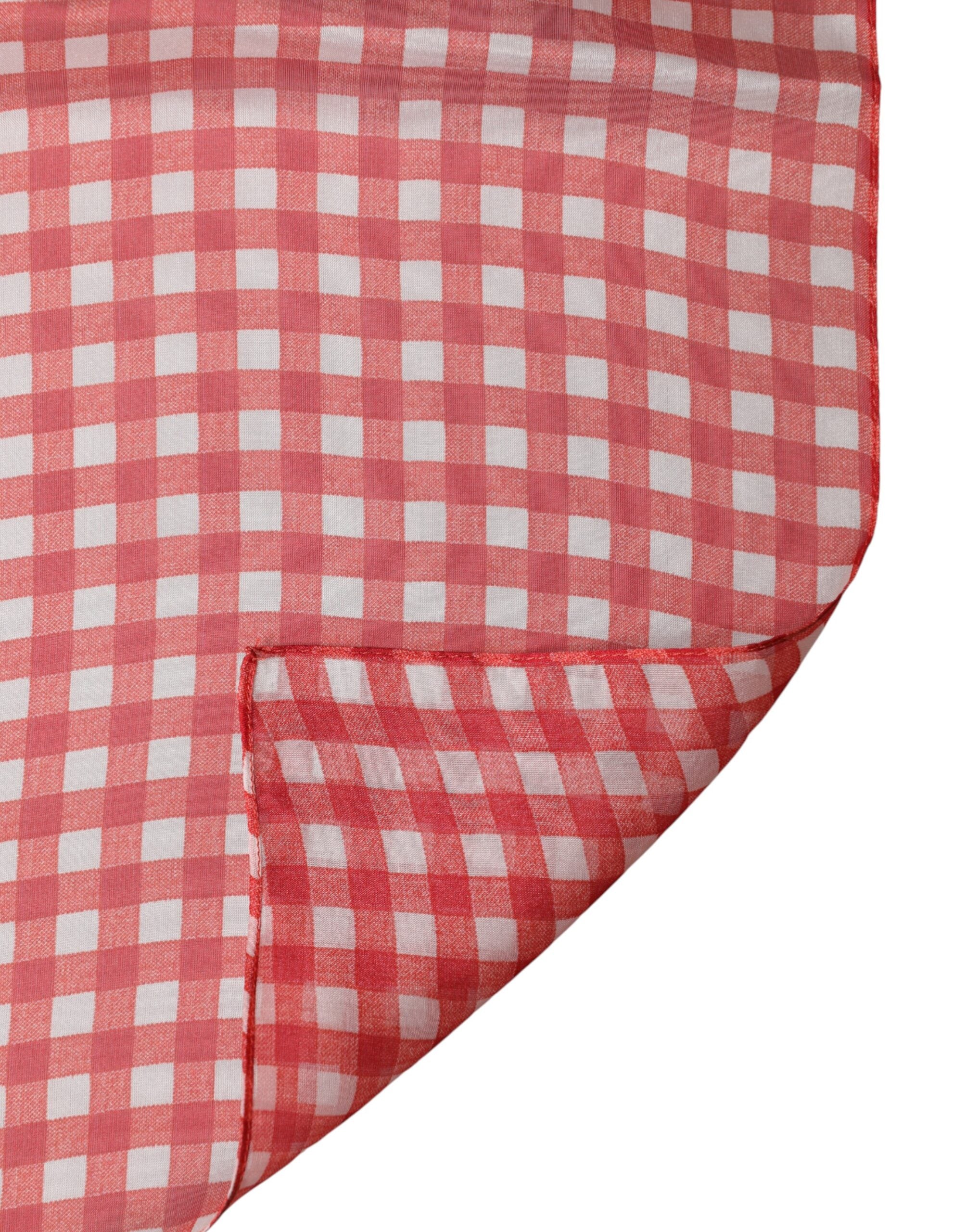 Dolce & Gabbana Red Checkered Plaid Neck Wrap Shawl Scarf