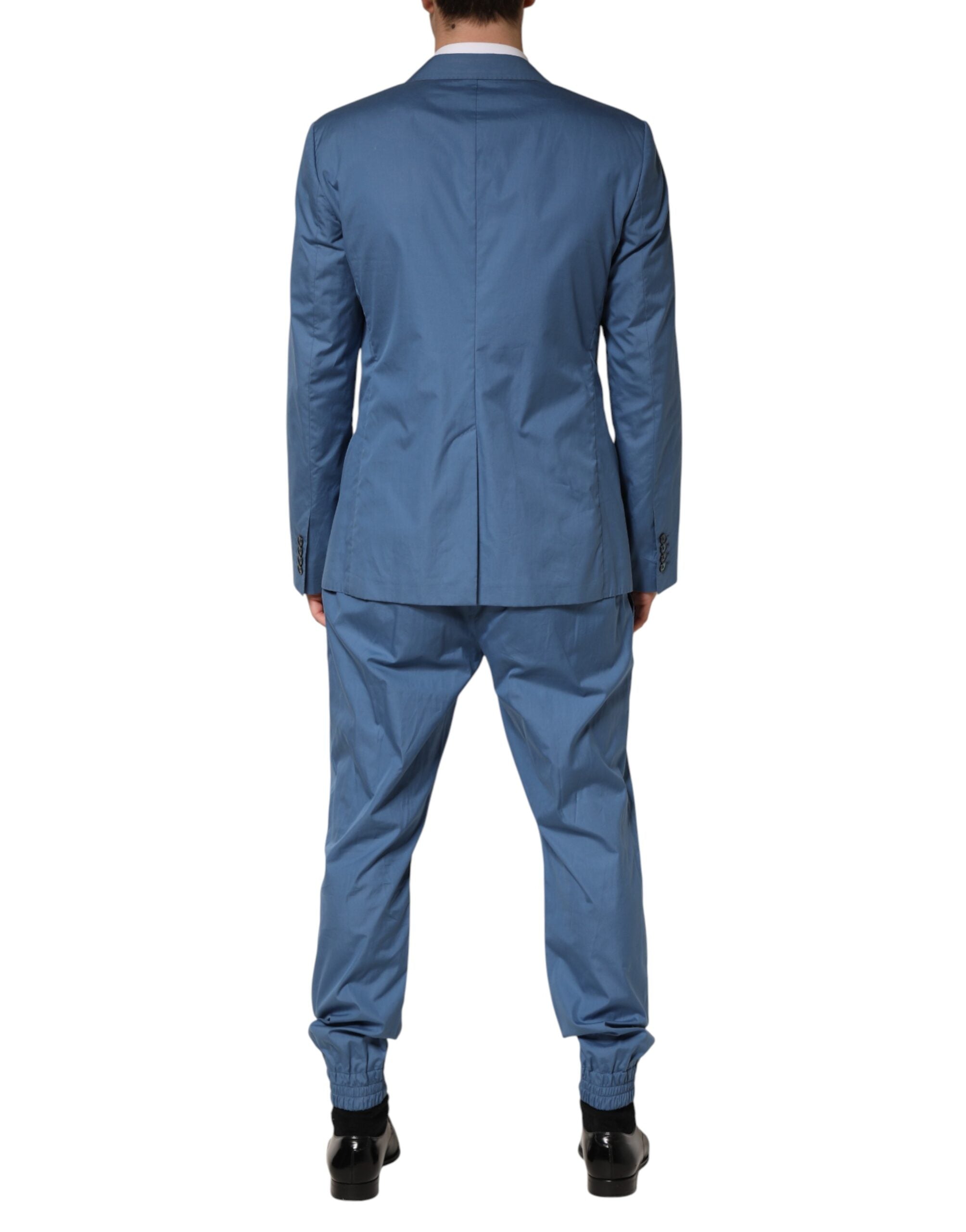 Dolce & Gabbana Blue Cotton Double Breasted 2 Piece Suit