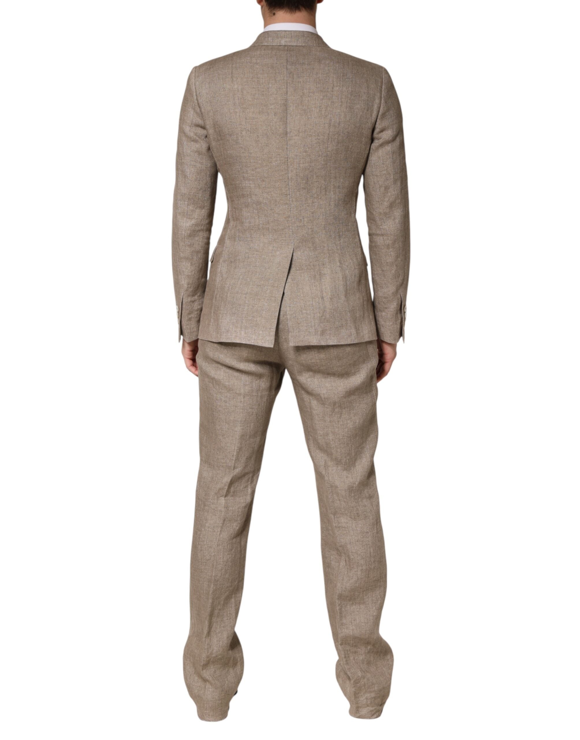 Dolce & Gabbana Beige Linen Double Breasted 2 Piece Men Suit