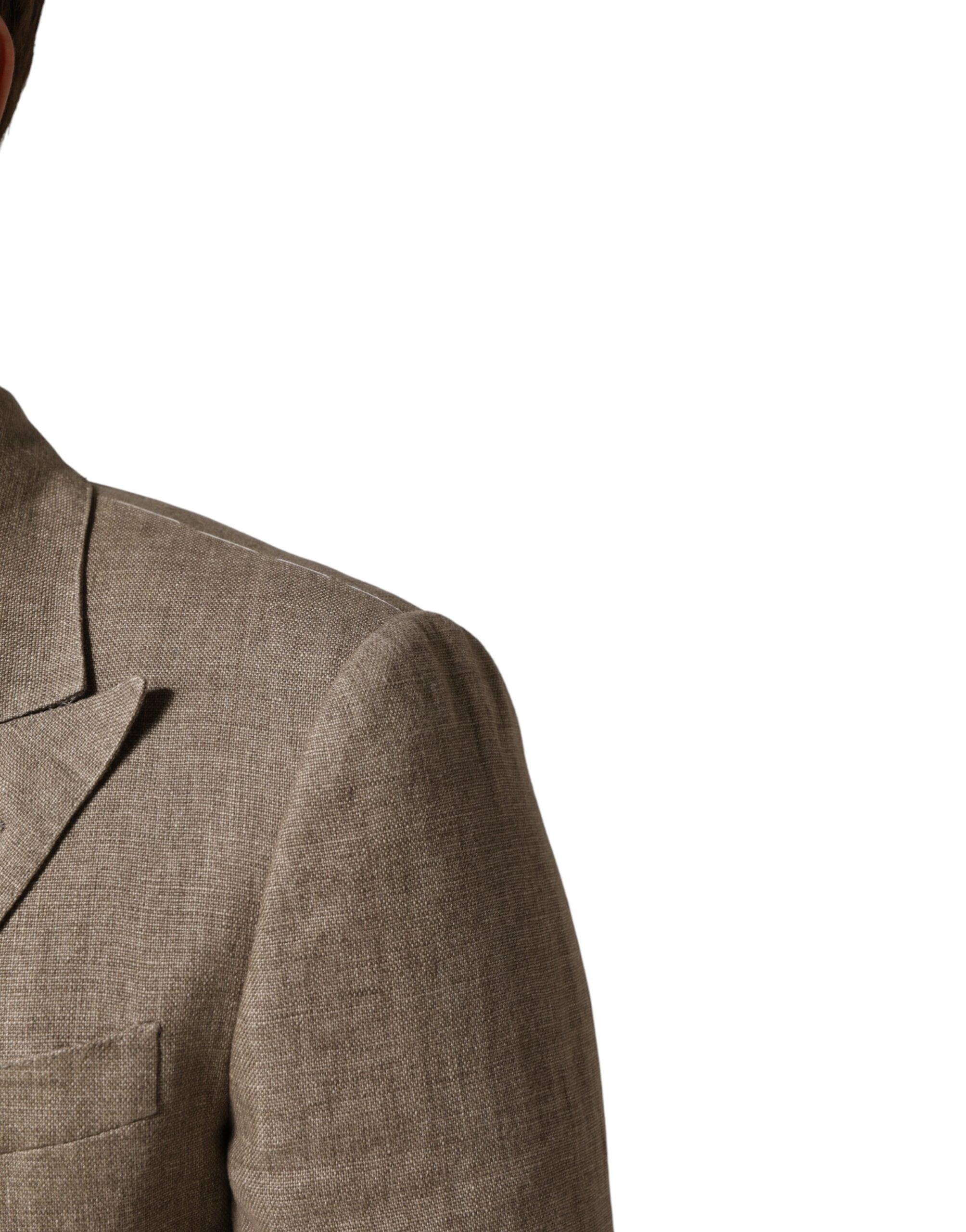 Dolce & Gabbana Beige Linen Double Breasted 2 Piece Men Suit