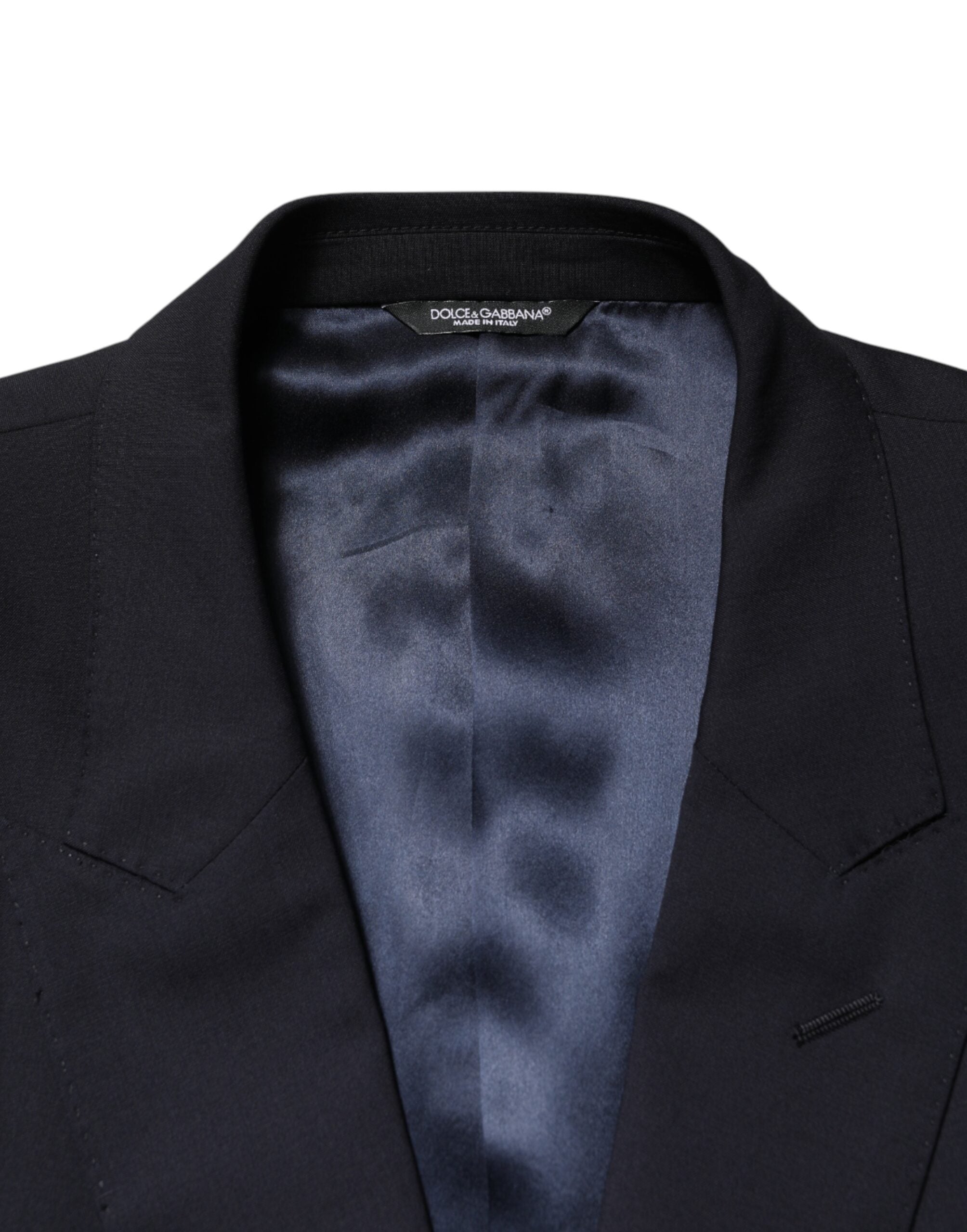 Dolce & Gabbana Blue Wool Double Breasted 2 Piece Men Suit