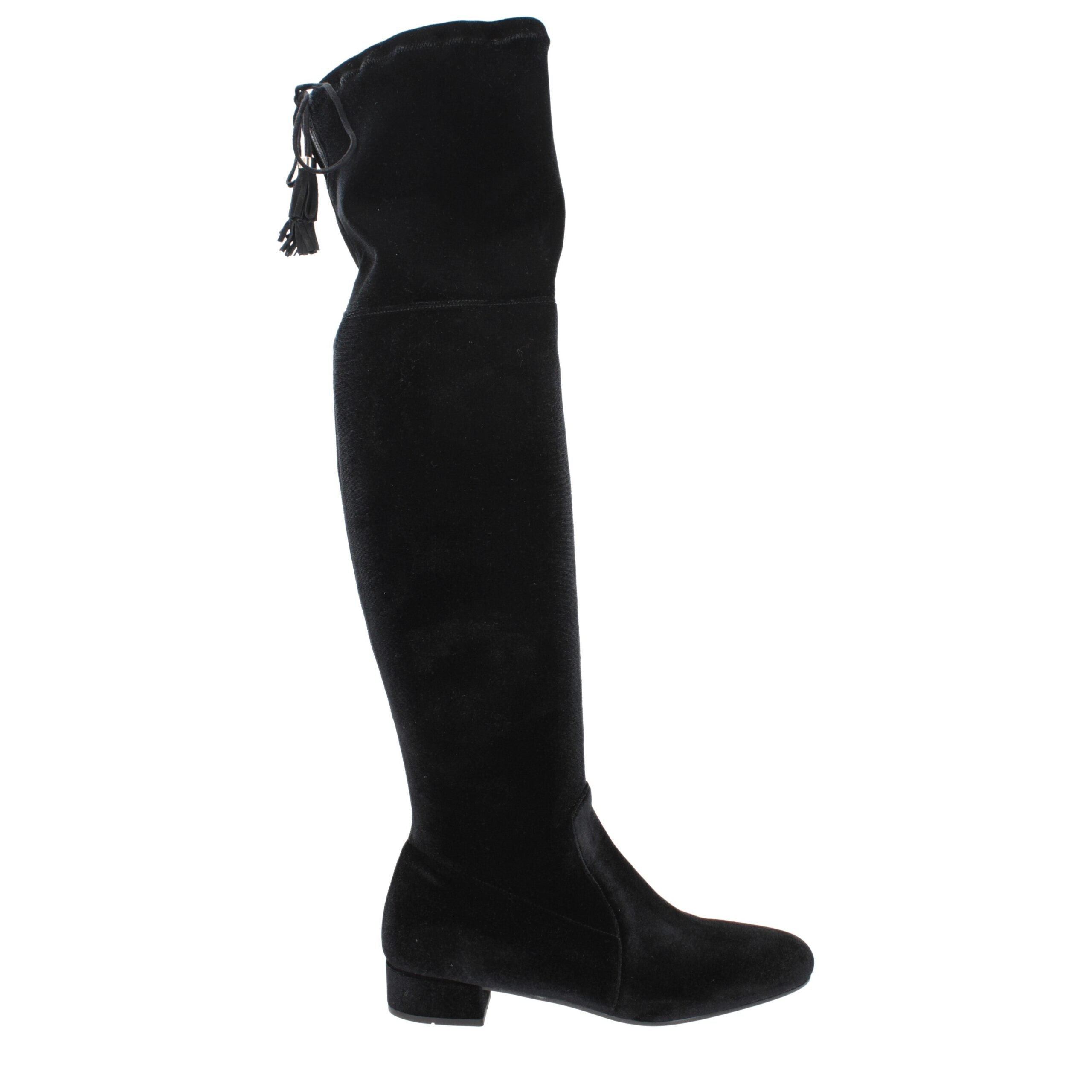 Experience the allure of Prada Black Velvet Over The Knee Boots, where sumptuous velvet and exquisite craftsmanship redefine luxury for the discerning individual.