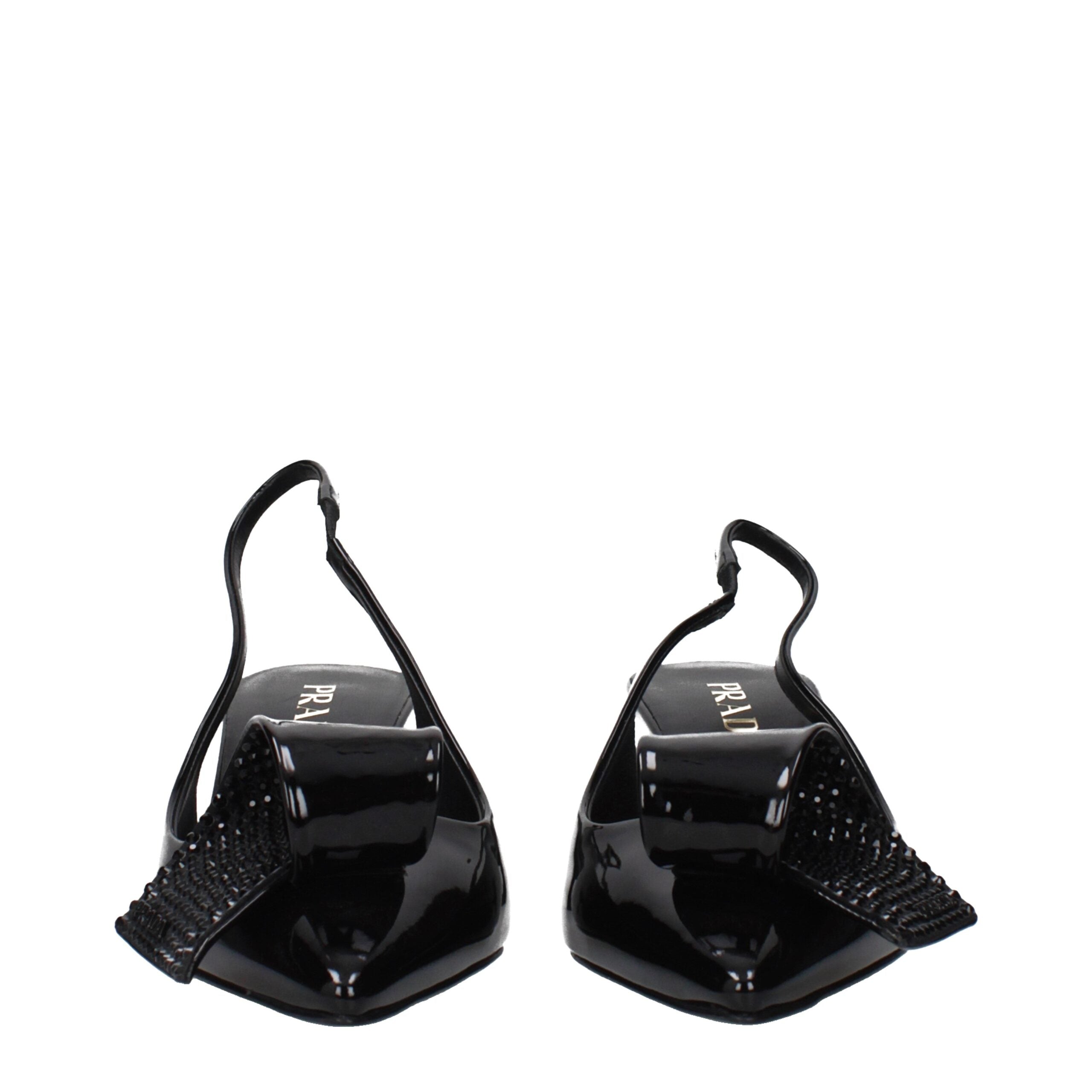 Step into a realm of sophistication with Prada Black Leather Stiletto Heel Sandals, crafted from luxurious patent leather for timeless elegance and unmatched allure.