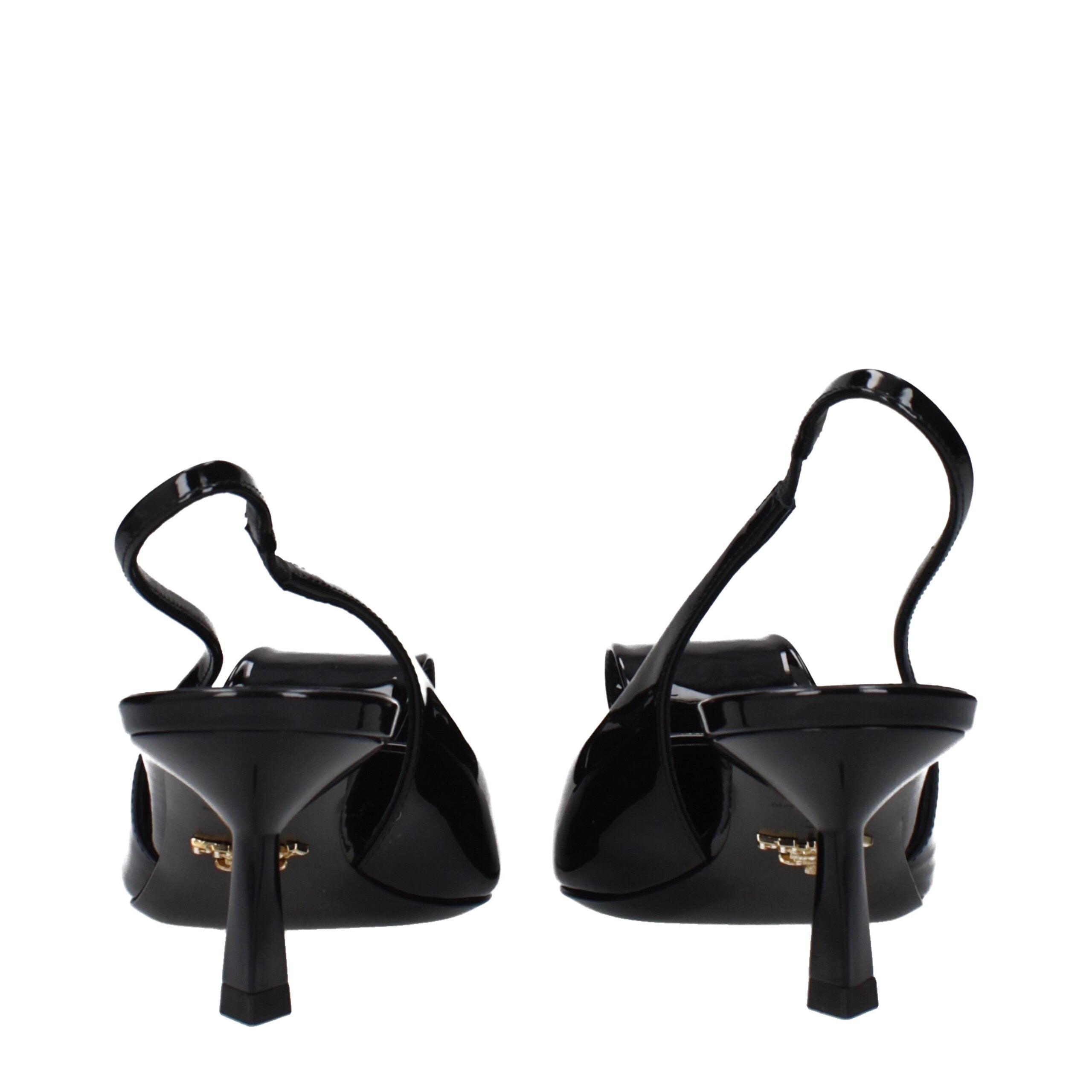 Indulge in the exquisite Prada Black Leather Stiletto Heel Sandals, where sumptuous patent leather meets timeless elegance, perfect for the discerning connoisseur.