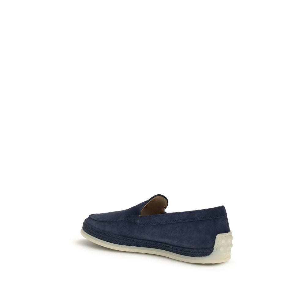 Tod's Blue Calf Leather Bos Taurus Slip-On Loafers