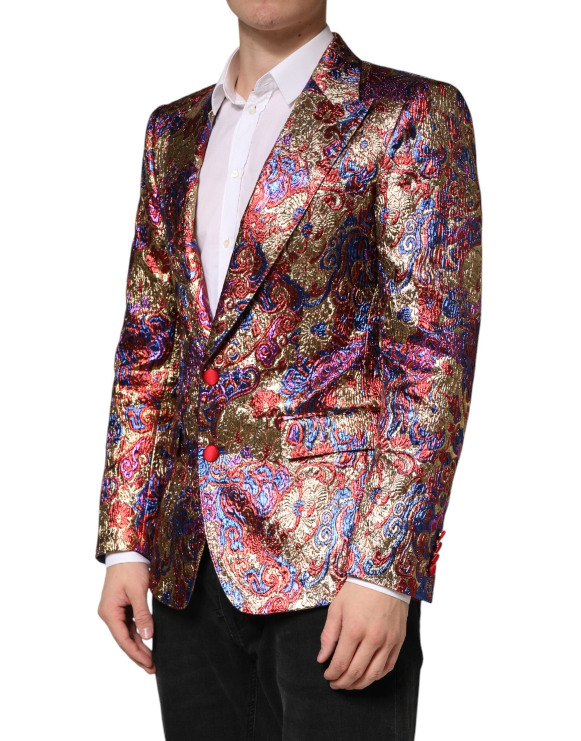 Elevate your elegance with the Dolce & Gabbana Multicolor Jacquard Blazer, a masterpiece of Italian craftsmanship, perfect for those who embody sophistication and style.