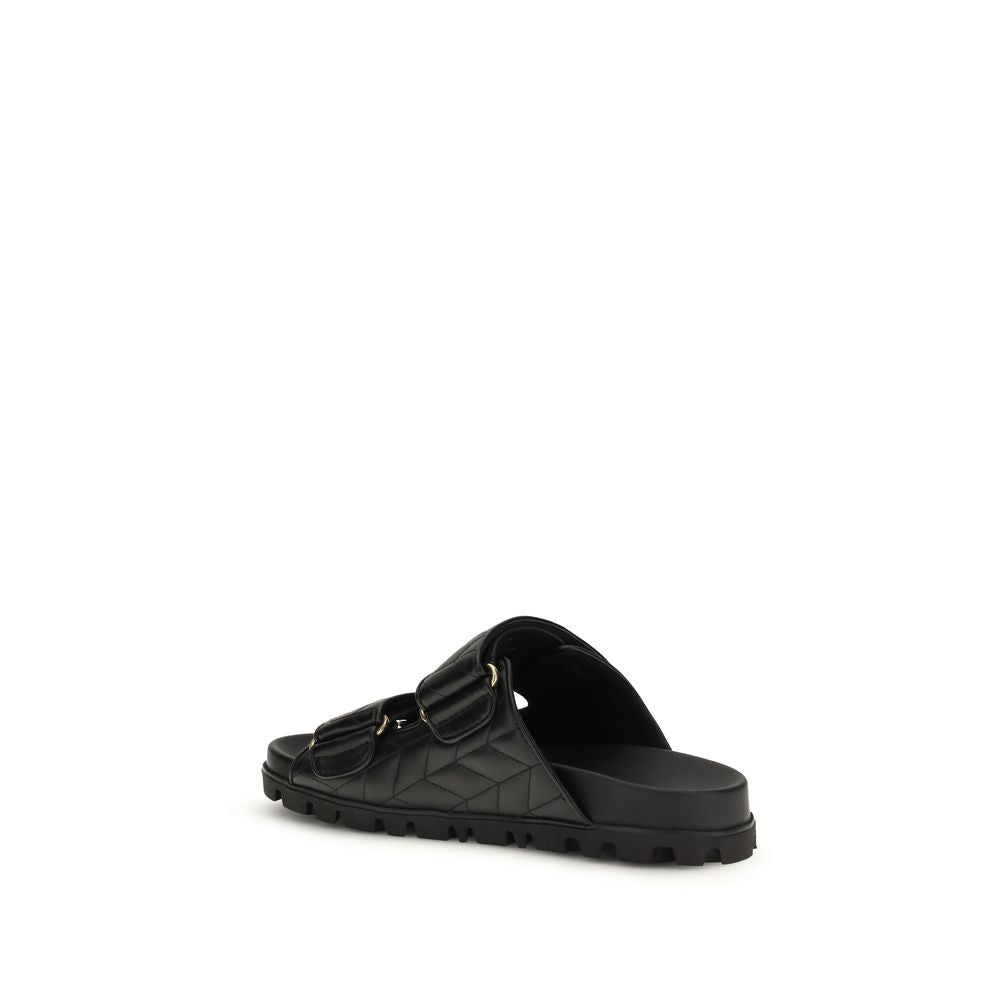 Miu Miu Black Napa Leather / Calf Bos Taurus Slippers