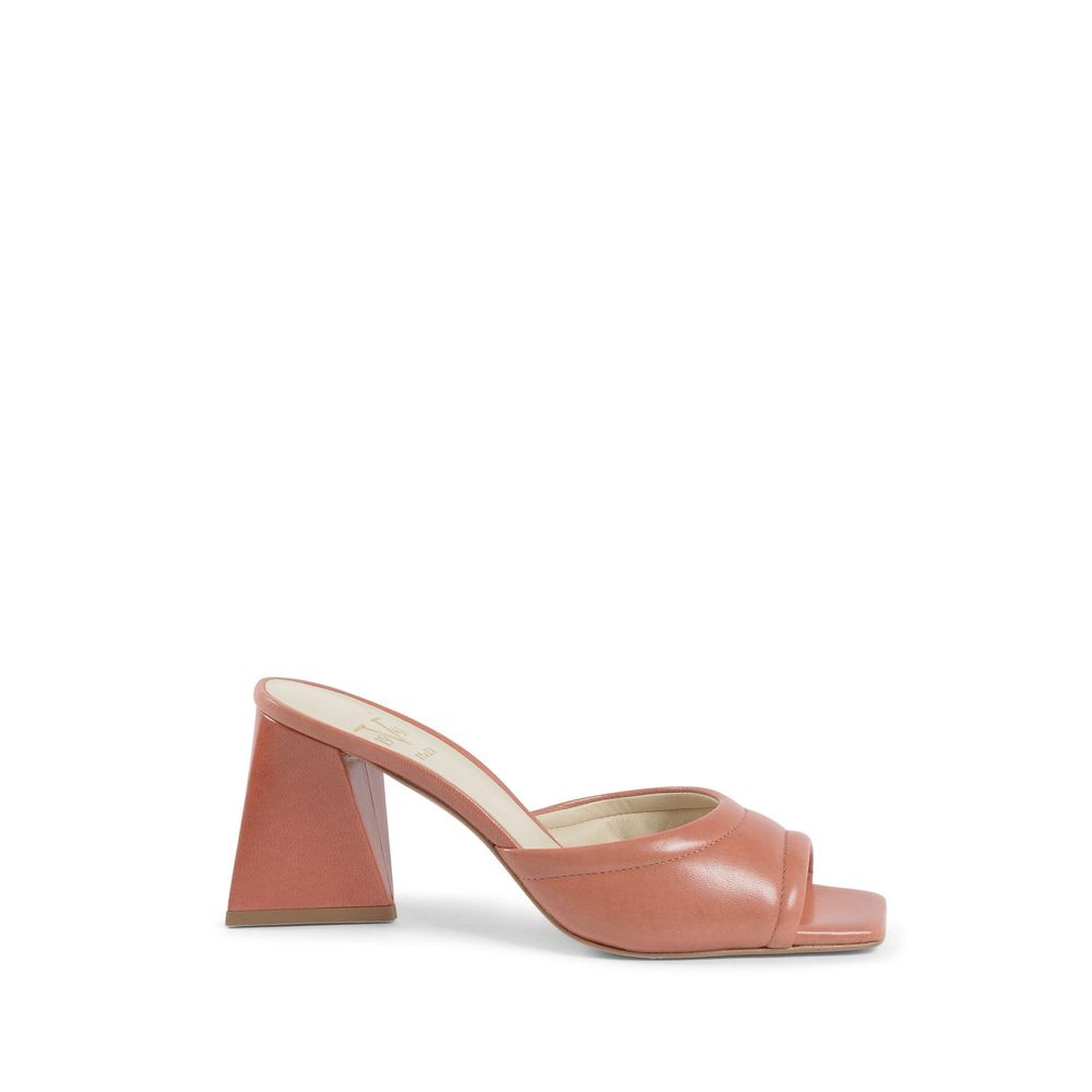 19V69 Italia Orange Leather Platform Sandals