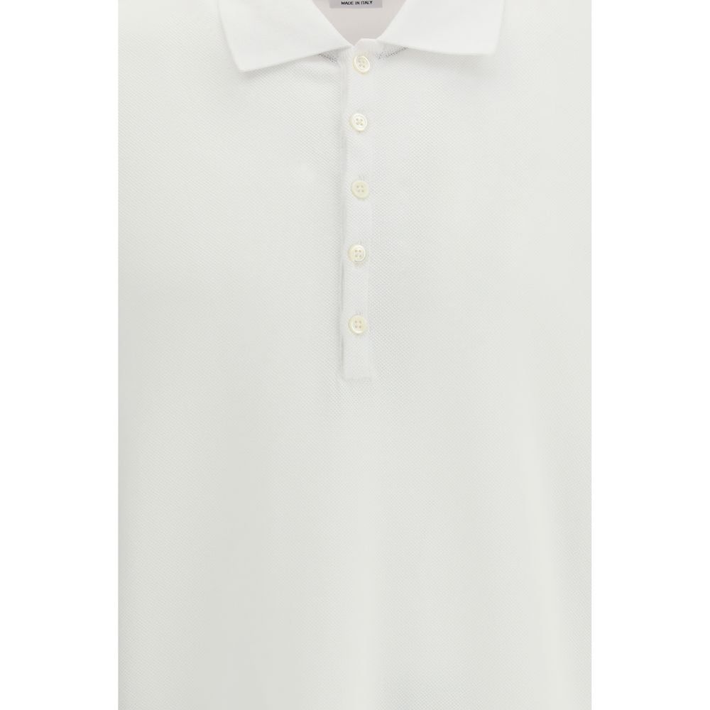 Indulge in the Thom Browne White Cotton Polo Shirt, a timeless luxury crafted from the finest cotton, embodying elegance and sophistication for discerning individuals.