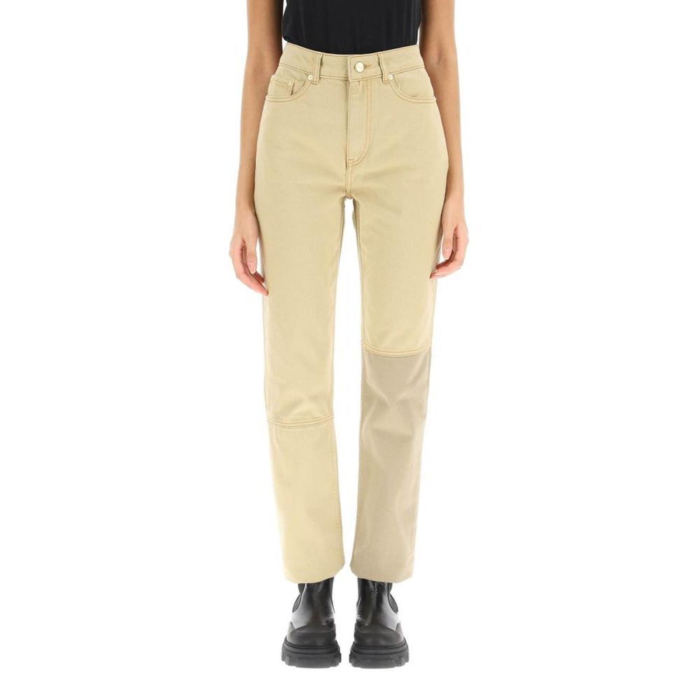 Ganni Brown High-Waisted Denim Jeans - Timeless Elegance